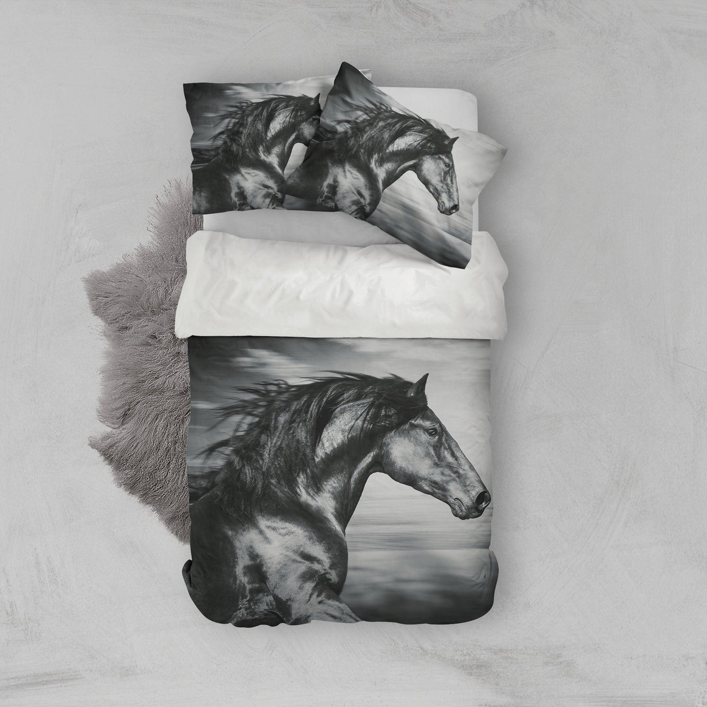 3D Black Horse Quilt Cover Set Bedding Set Pillowcases 96