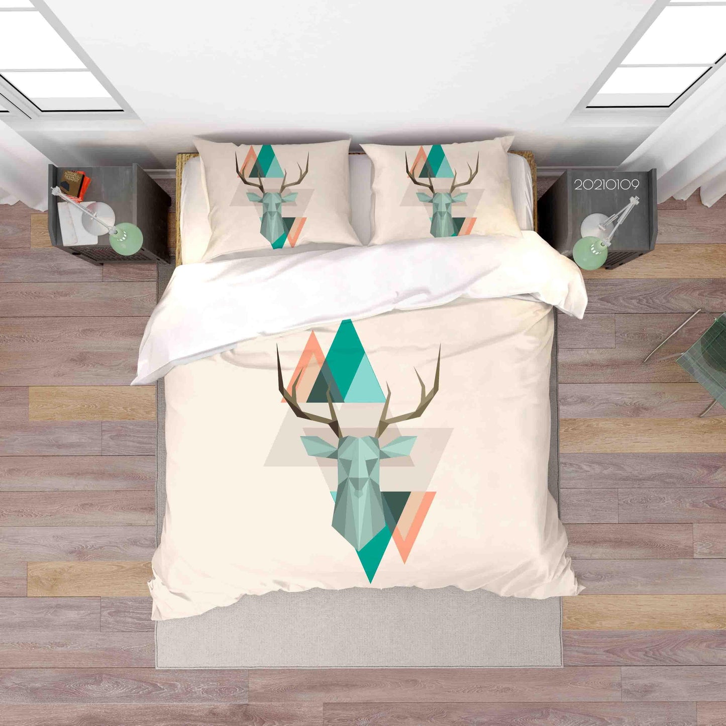 3D Cartoon Animal Elk Triangle Quilt Cover Set Bedding Set Duvet Cover Pillowcases 74 LQH
