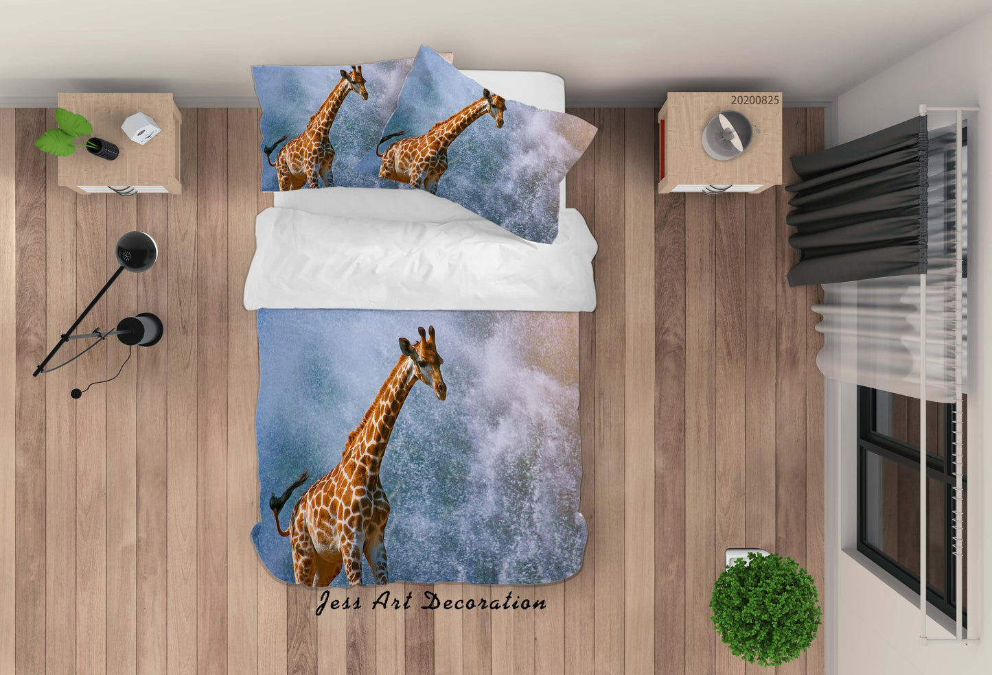 3D Animal Nature Giraffe Quilt Cover Set Bedding Set Duvet Cover Pillowcases WJ 3324