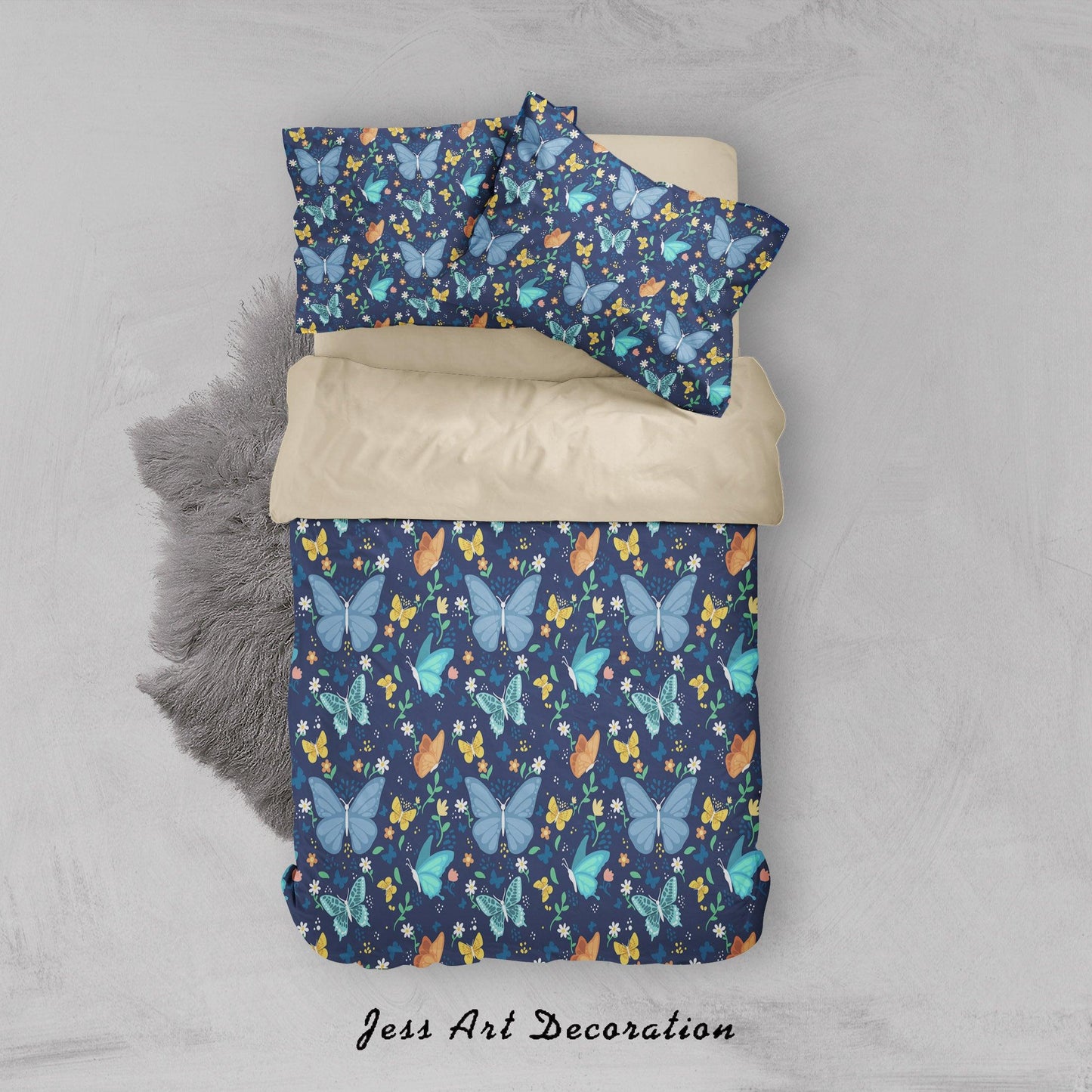3D Blue Butterfly Quilt Cover Set Bedding Set Duvet Cover Pillowcases SF67