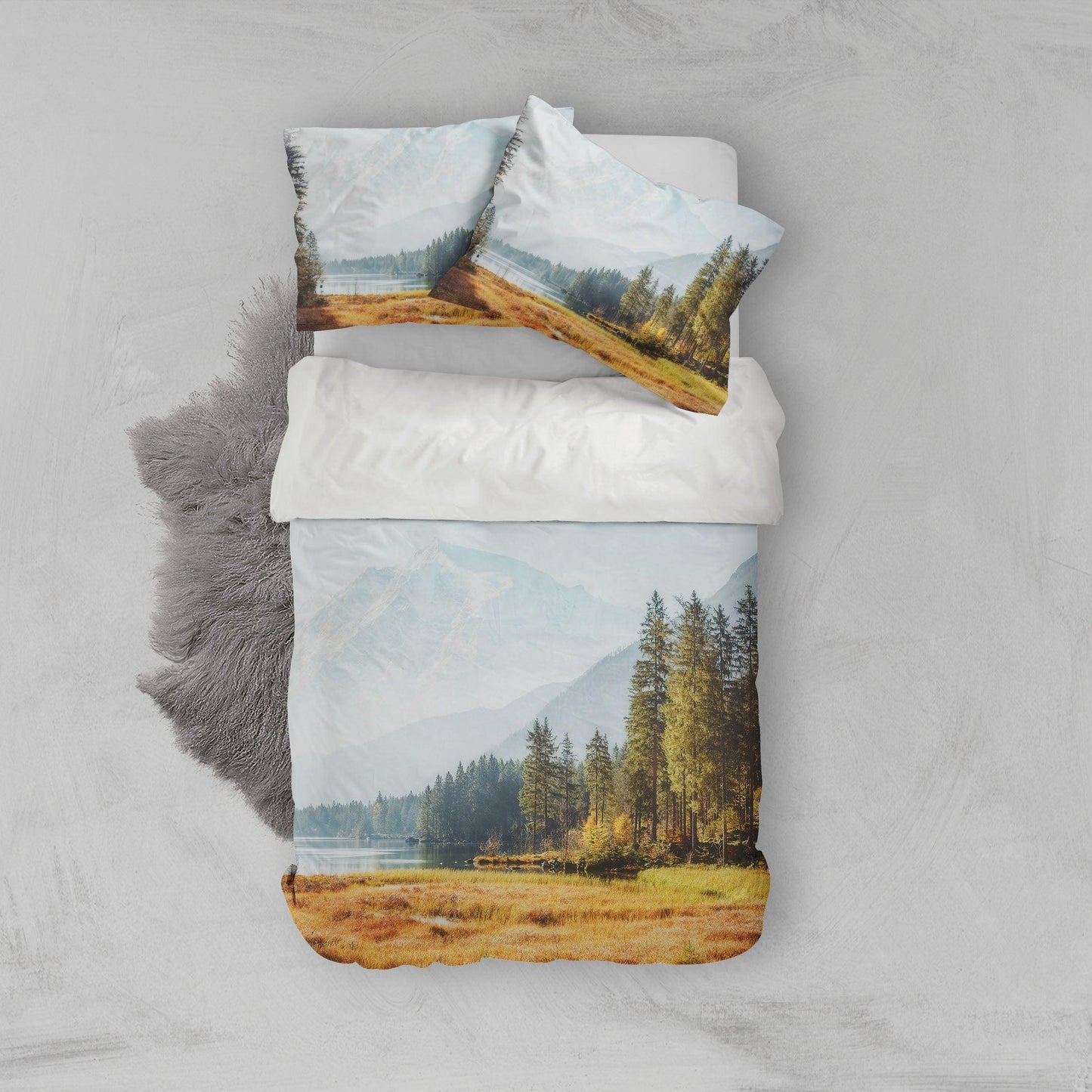 3D Autumn River Bank Forest Quilt Cover Set Bedding Set Pillowcases 107