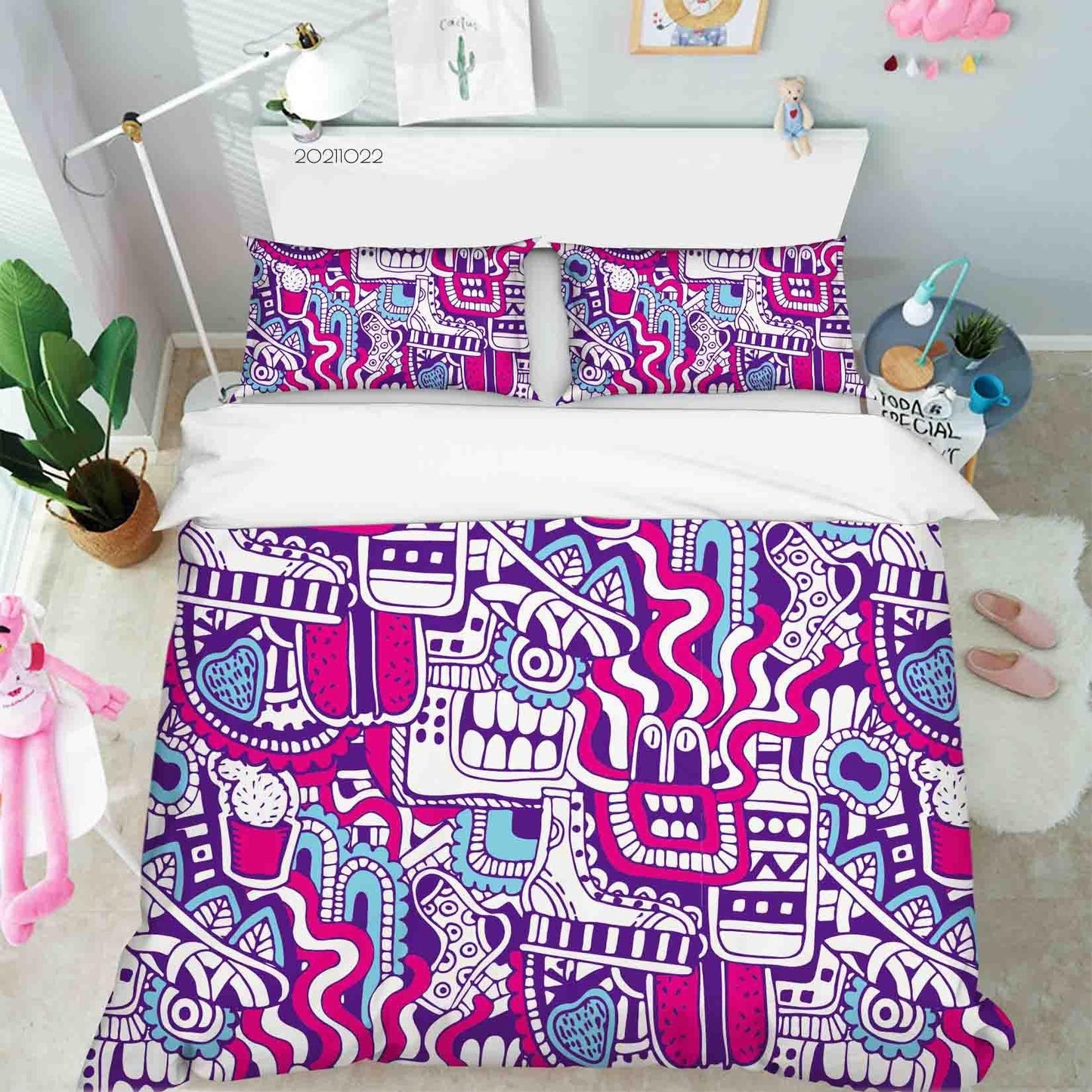 3D Abstract Monster Graffiti Quilt Cover Set Bedding Set Duvet Cover Pillowcases 17