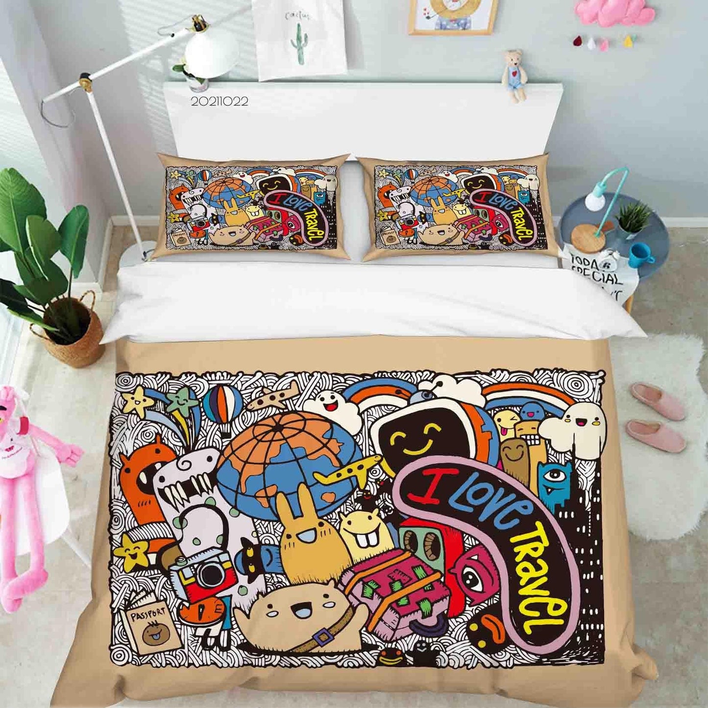 3D Abstract Color Monster Graffiti Quilt Cover Set Bedding Set Duvet Cover Pillowcases 41