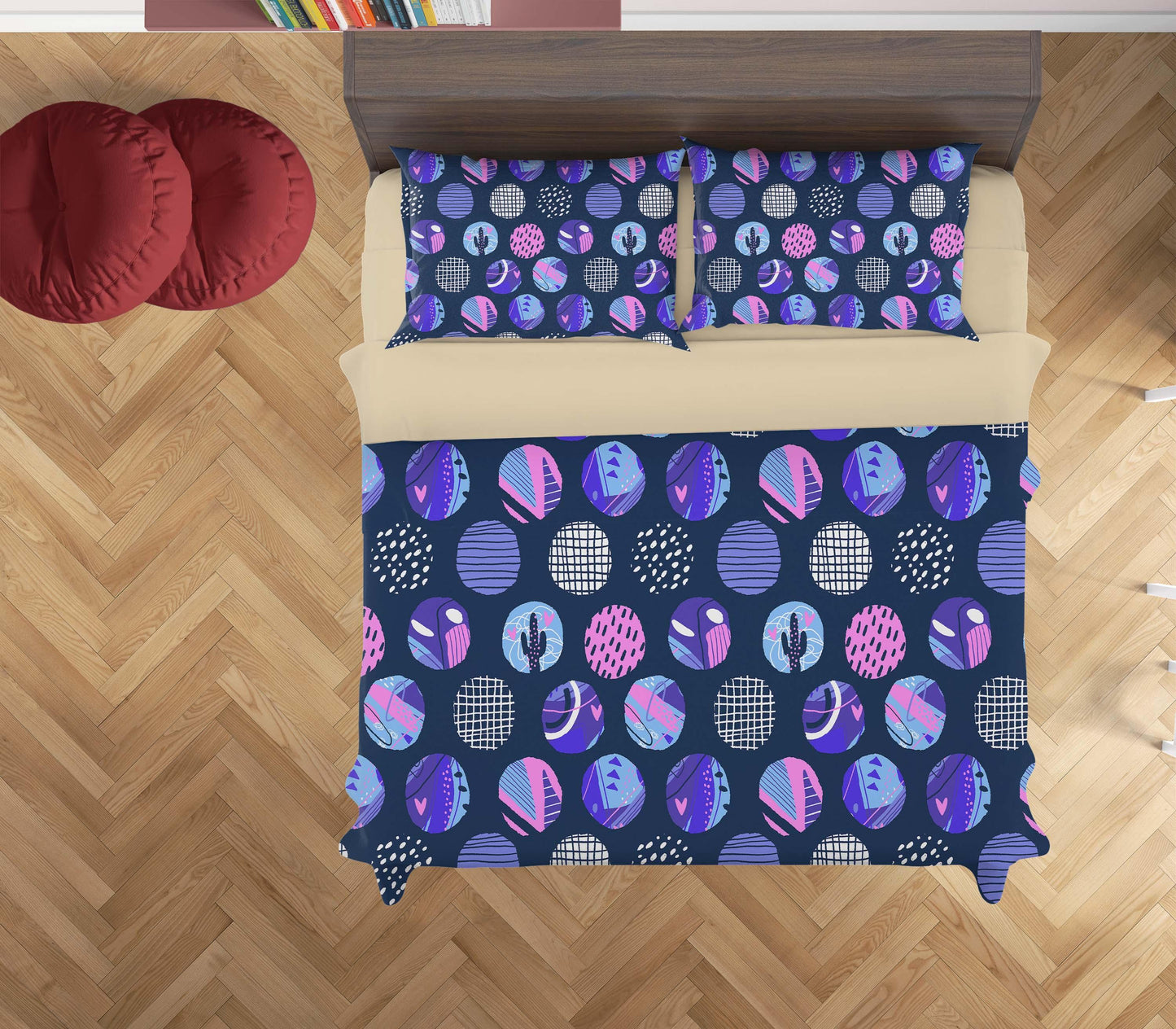 3D Blue Oval Pattern Quilt Cover Set Bedding Set Duvet Cover Pillowcases SF23