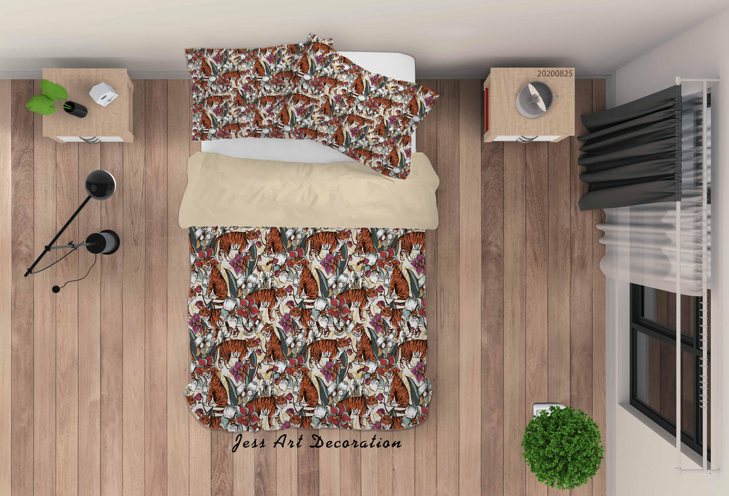3D Abstract Cartoon Tiger Pattern Quilt Cover Set Bedding Set Duvet Cover Pillowcases WJ 3351