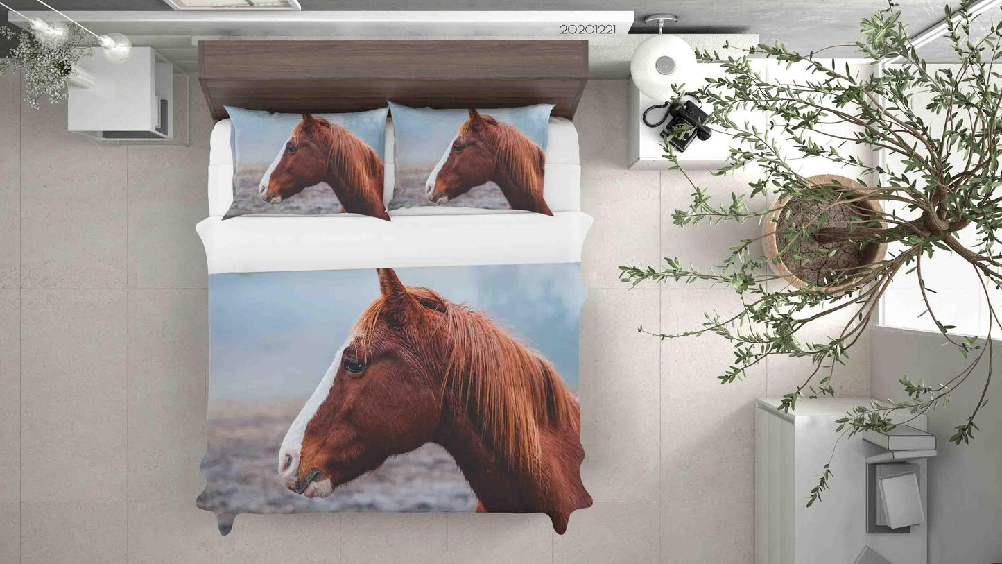 3D Brown Horse Animal Quilt Cover Set Bedding Set Duvet Cover Pillowcases 177 LQH