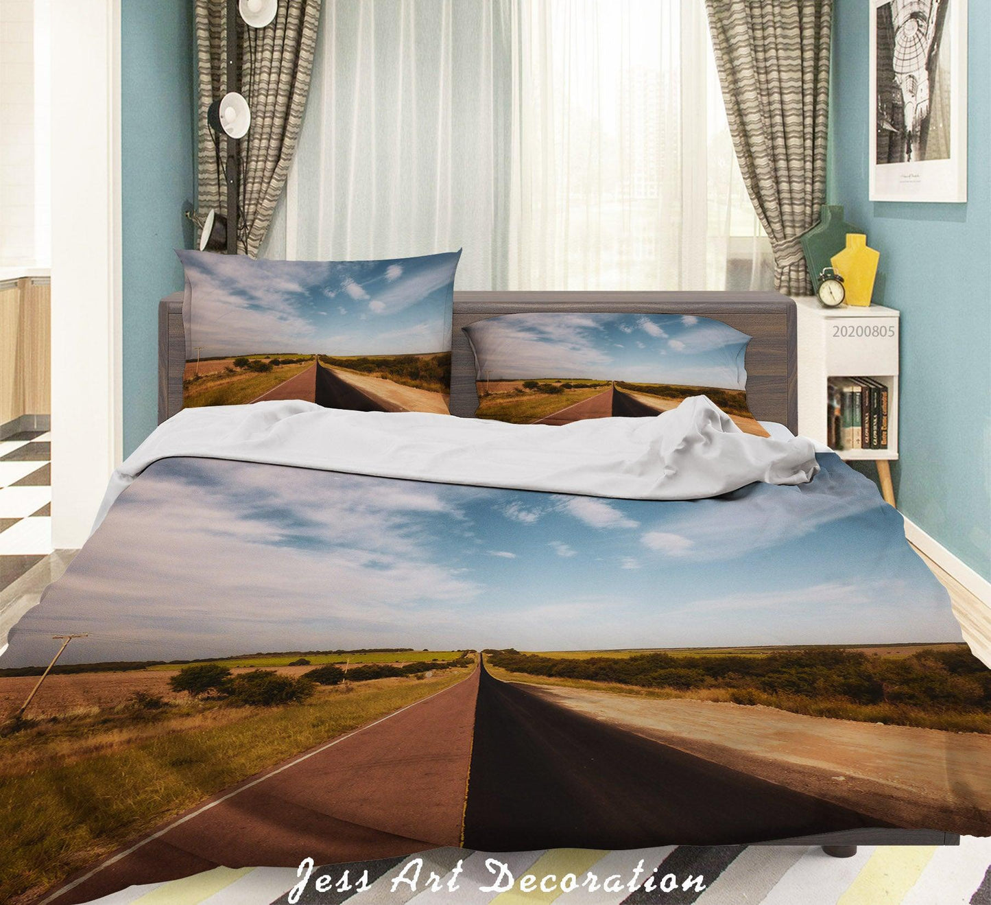 3D Blue Sky Highway Quilt Cover Set Bedding Set Duvet Cover Pillowcases LXL 320