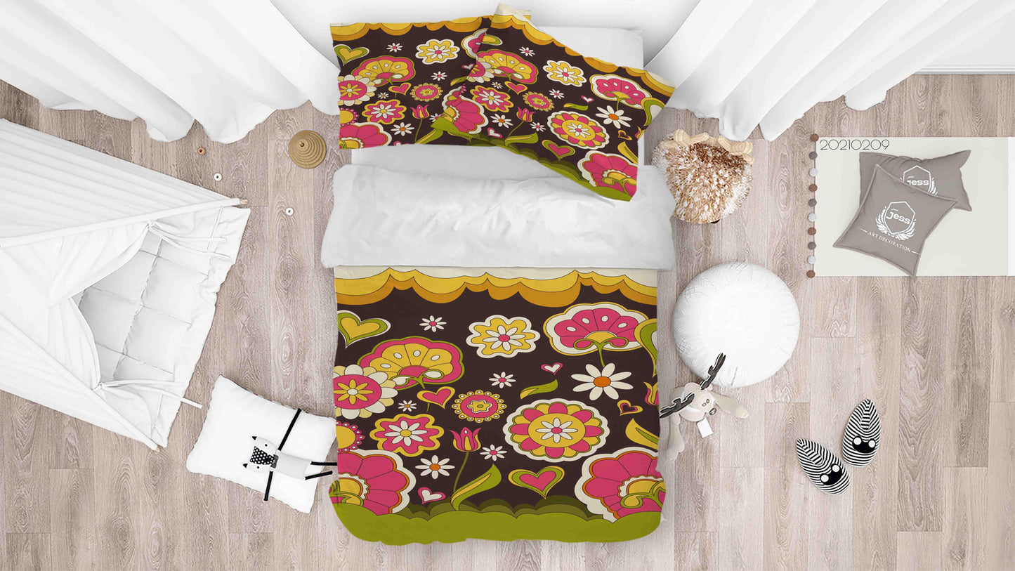 3D Cartoon Color Floral Quilt Cover Set Bedding Set Duvet Cover Pillowcases 7