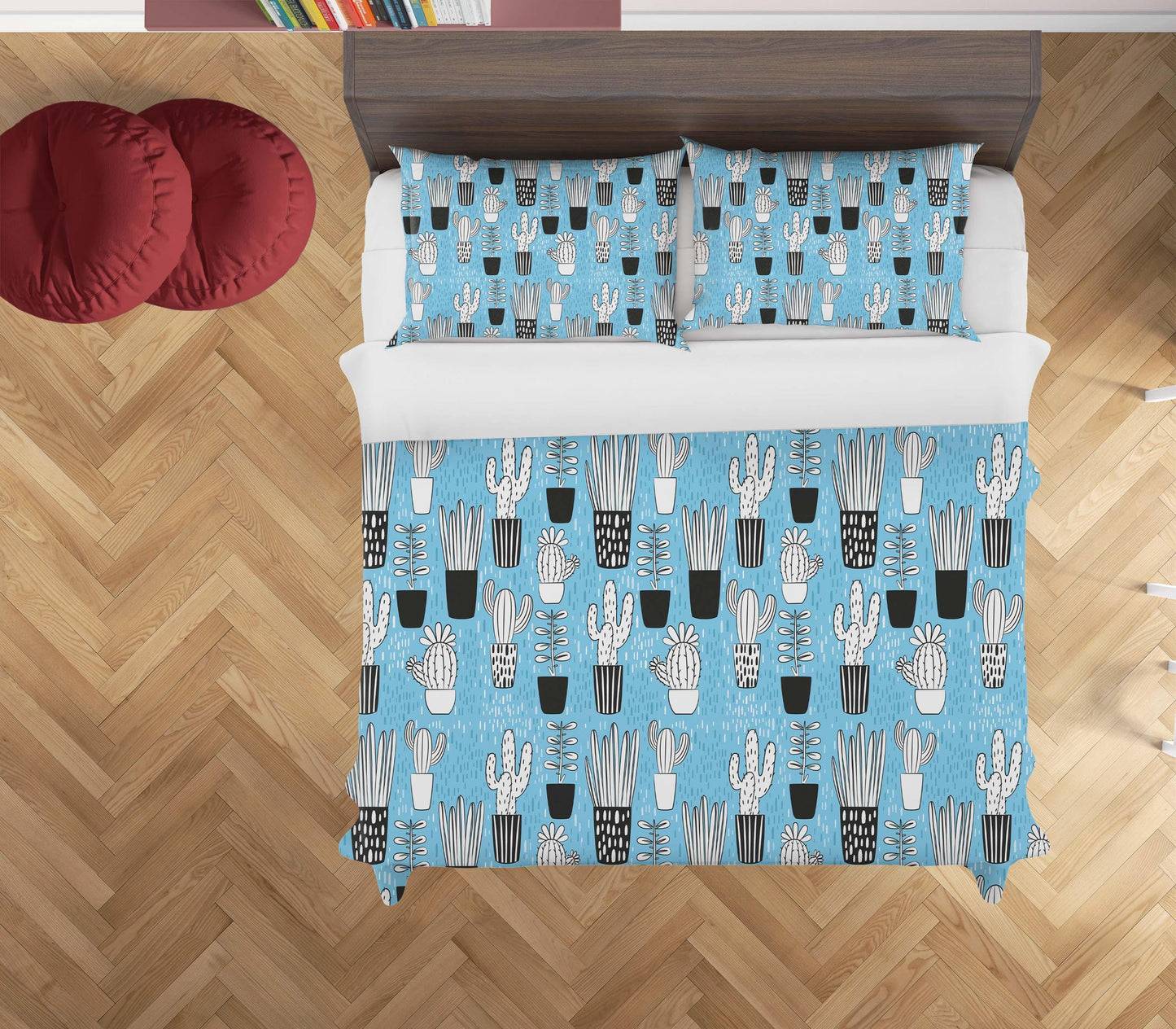 3D Blue Potted Plants Cactus Quilt Cover Set Bedding Set Duvet Cover Pillowcases SF98