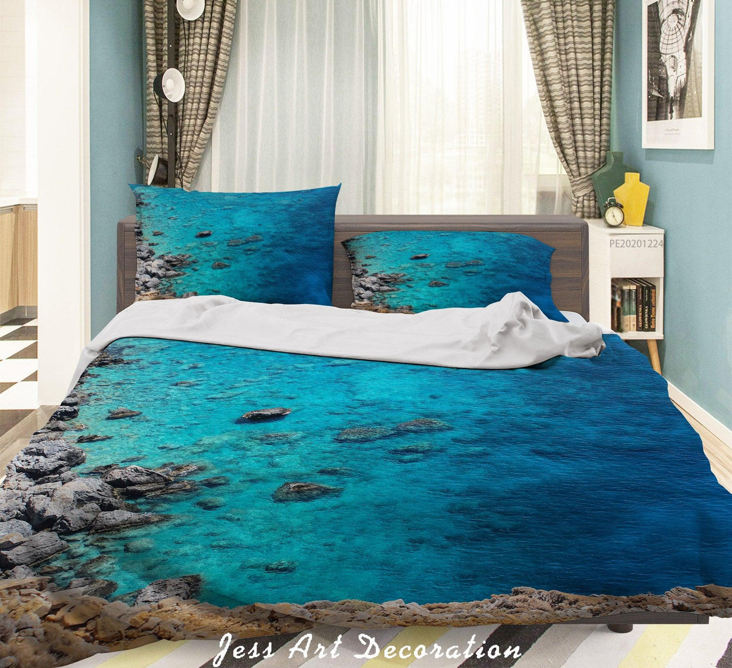 3D Blue Beach Stone Quilt Cover Set Bedding Set Duvet Cover Pillowcases 109 LQH