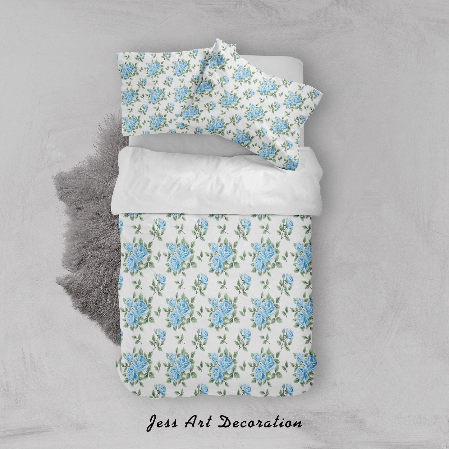 3D Blue Floral Quilt Cover Set Bedding Set Duvet Cover Pillowcases SF42