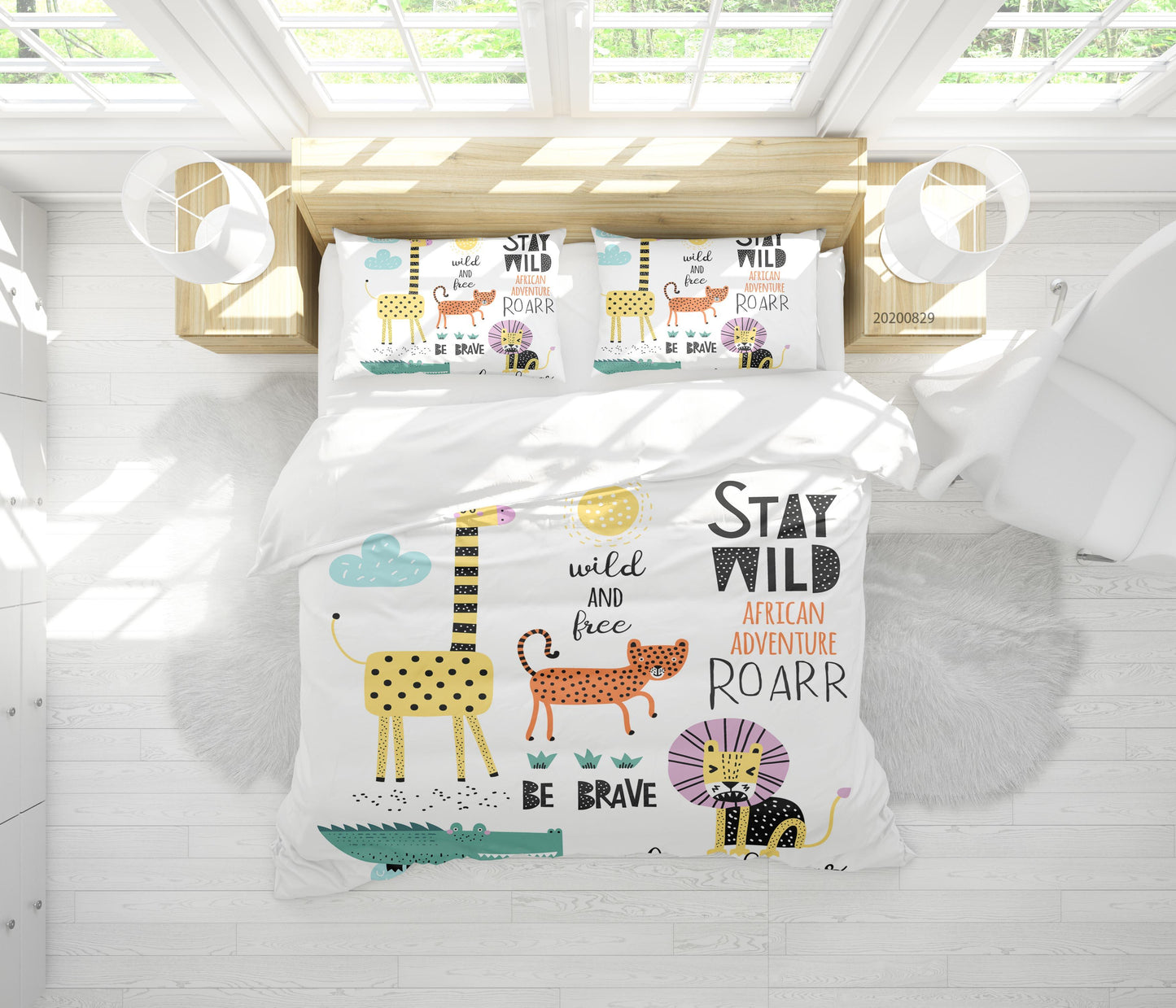 3D Abstract Hand Draw Cartoon Animal Pattern Quilt Cover Set Bedding Set Duvet Cover Pillowcases WJ 3507
