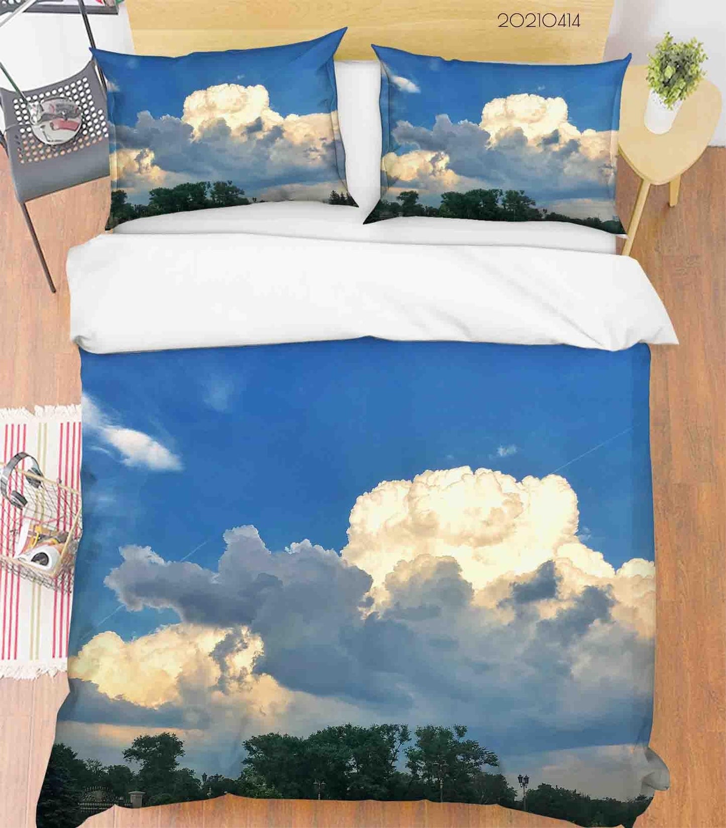 3D Blue Sky White Cloud Forest Quilt Cover Set Bedding Set Duvet Cover Pillowcases 72 LQH