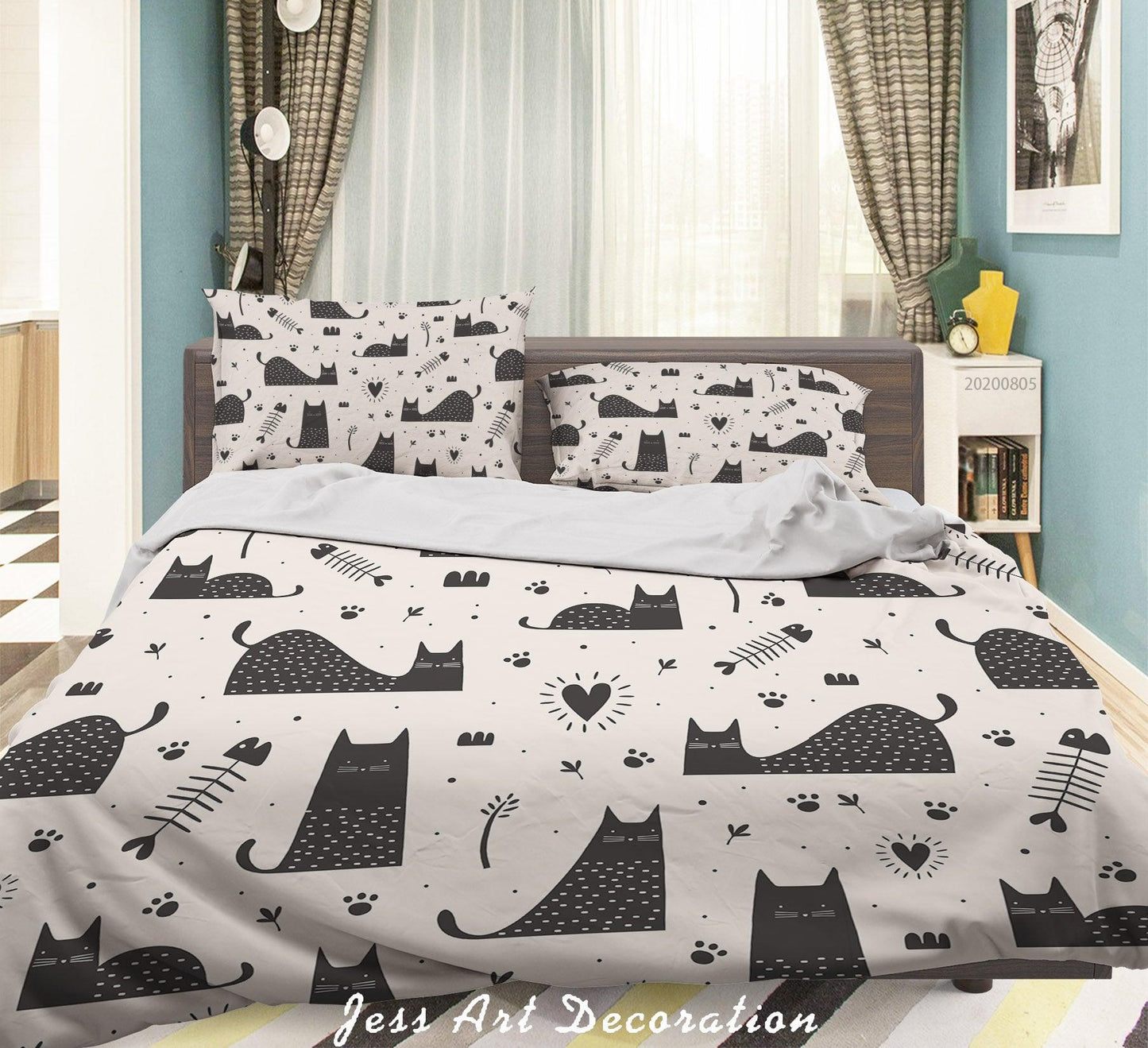 3D Cartoon Cat Quilt Cover Set Bedding Set Duvet Cover Pillowcases LXL 306