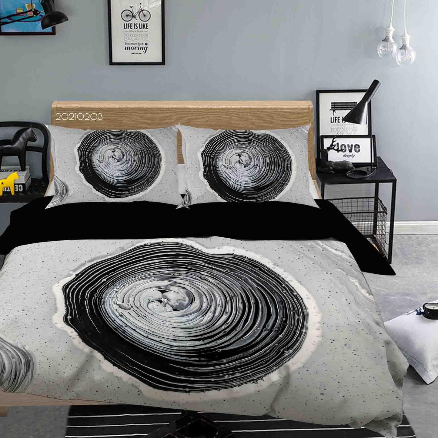 3D Abstract Black Marble Texture Quilt Cover Set Bedding Set Duvet Cover Pillowcases 2