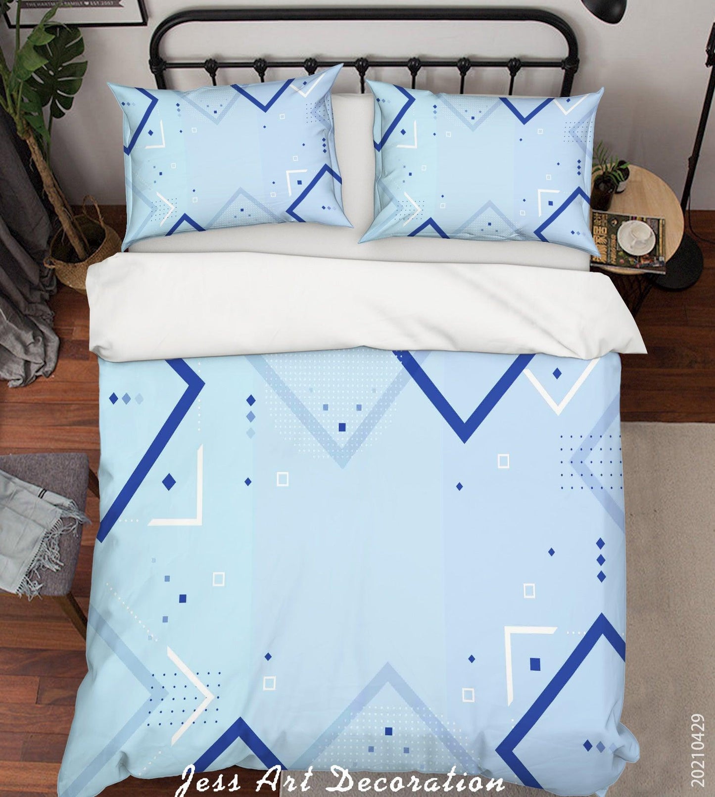 3D Abstract Blue Geometry Quilt Cover Set Bedding Set Duvet Cover Pillowcases 221