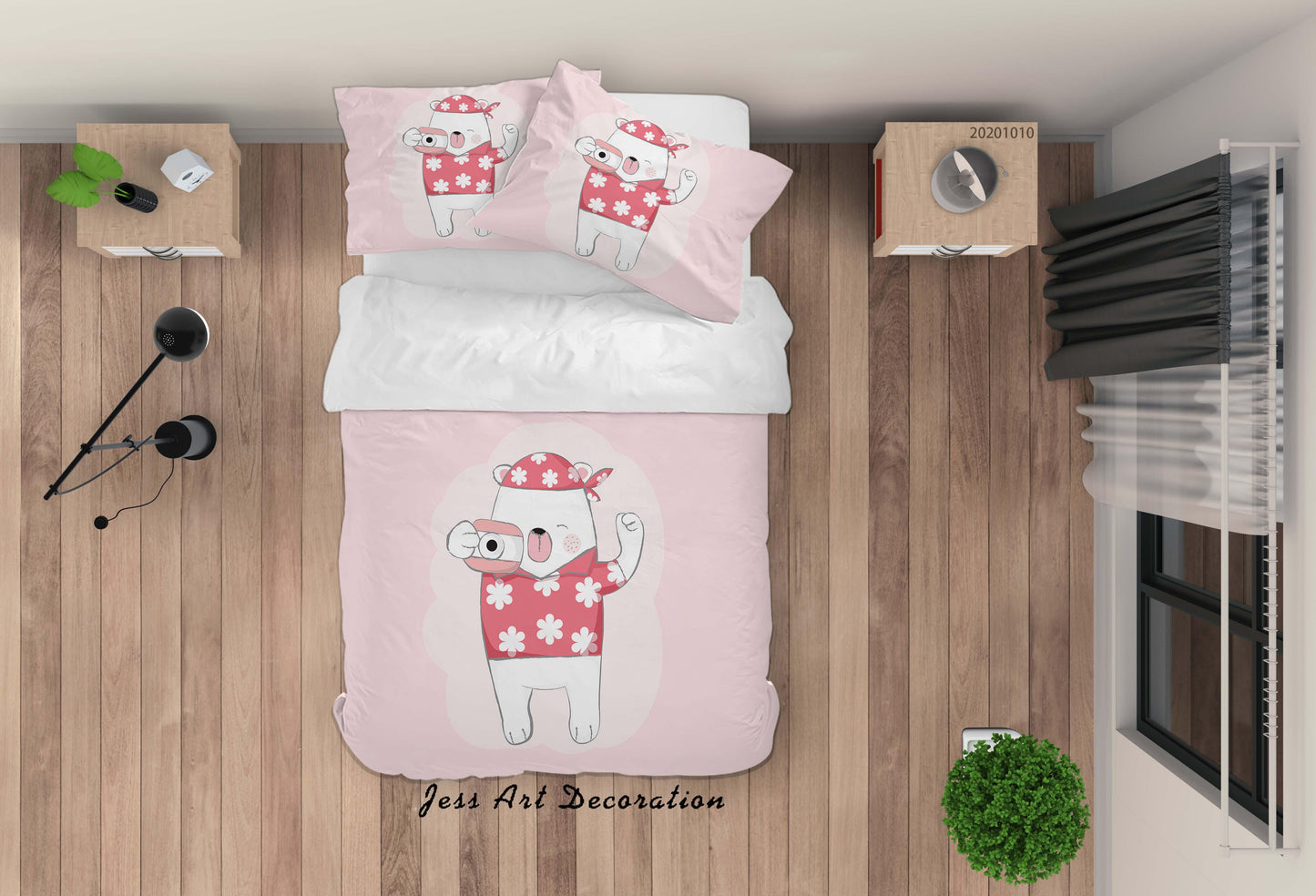 3D Cartoon Cute Animal Bear Camera Quilt Cover Set Bedding Set Duvet Cover Pillowcases WJ 9514