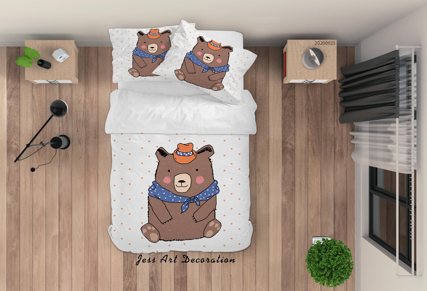 3D Cartoon Animal Bear Pattern Quilt Cover Set Bedding Set Duvet Cover Pillowcases WJ 6492