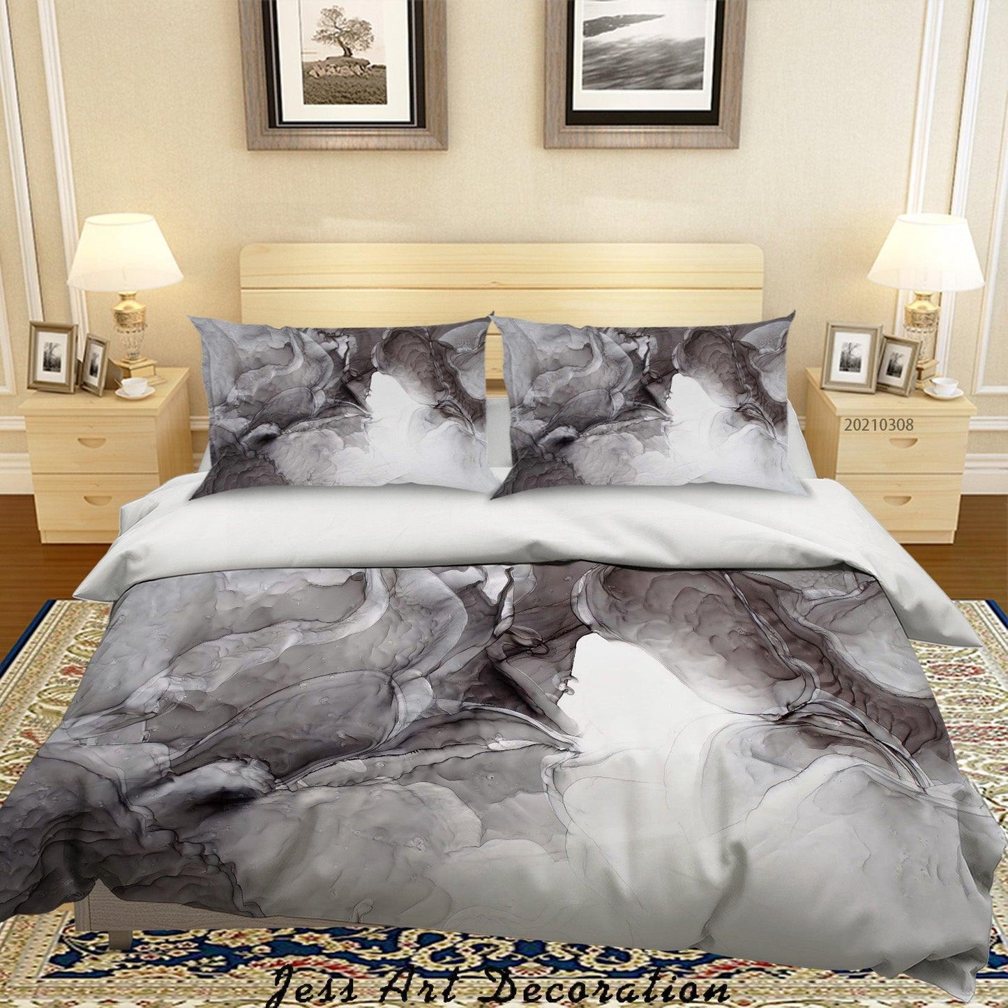 3D Abstract Grey Marble Quilt Cover Set Bedding Set Duvet Cover Pillowcases 310