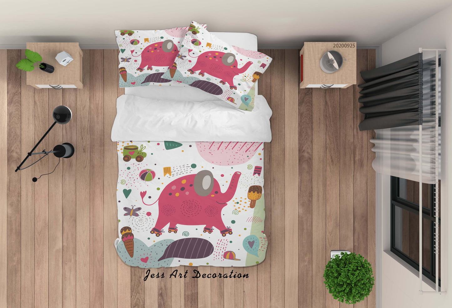 3D Cartoon Animal Baby Elephant Pattern Quilt Cover Set Bedding Set Duvet Cover Pillowcases WJ 6450