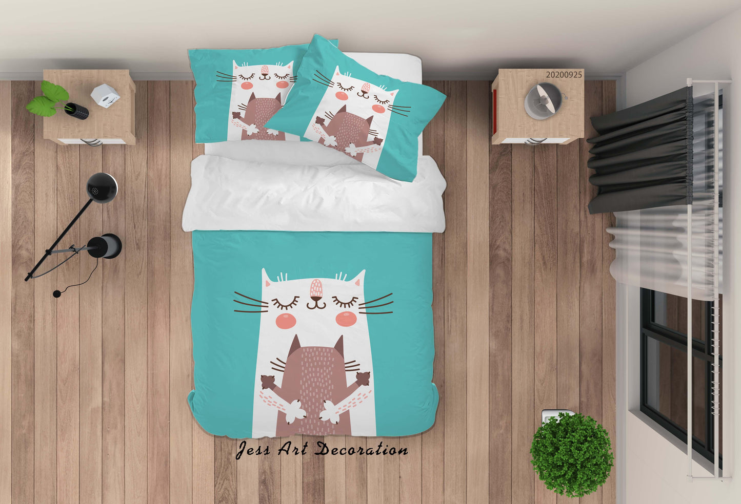 3D Cartoon Animal Cat Pattern Quilt Cover Set Bedding Set Duvet Cover Pillowcases WJ 6467