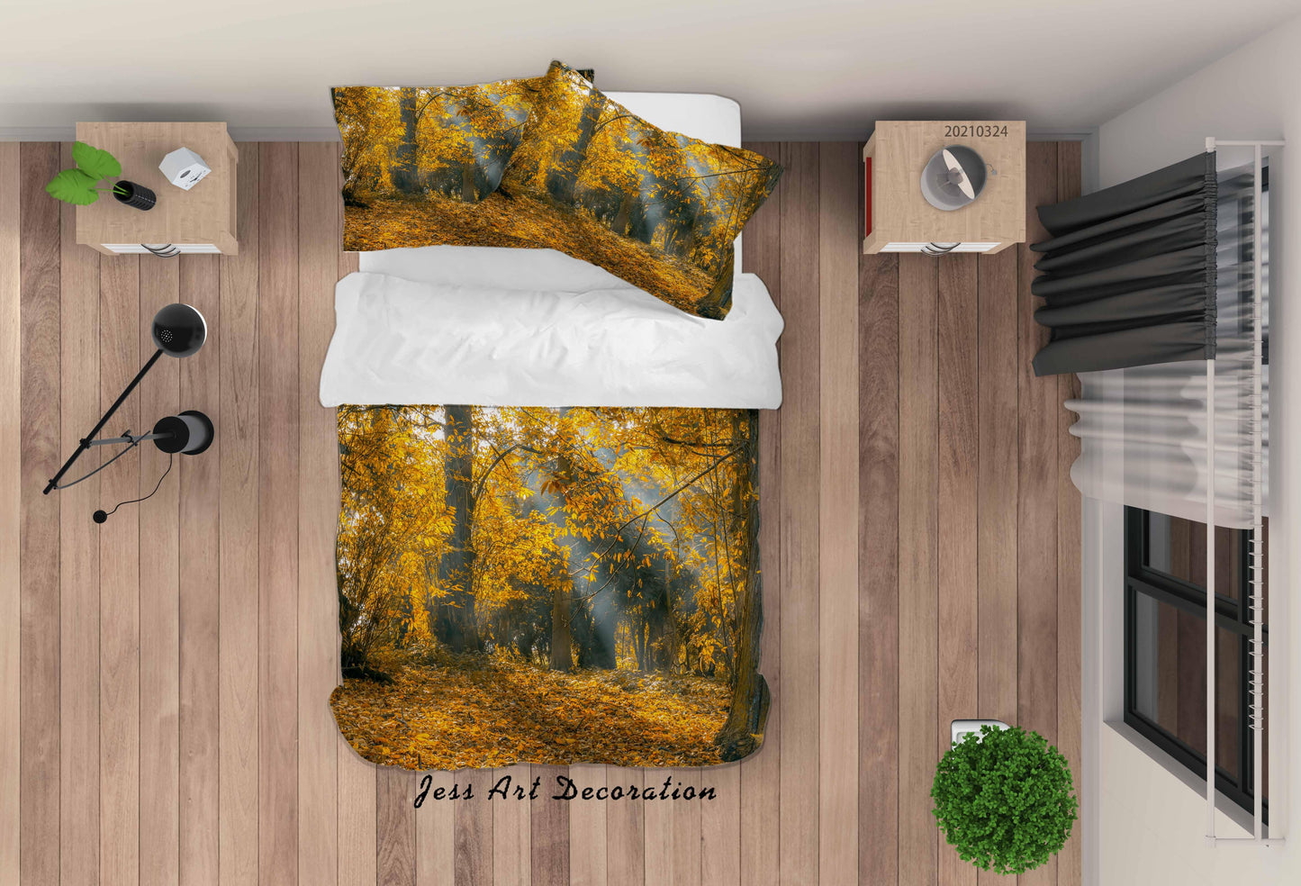 3D Autumn Forest Sunshine Quilt Cover Set Bedding Set Duvet Cover Pillowcases 165 LQH