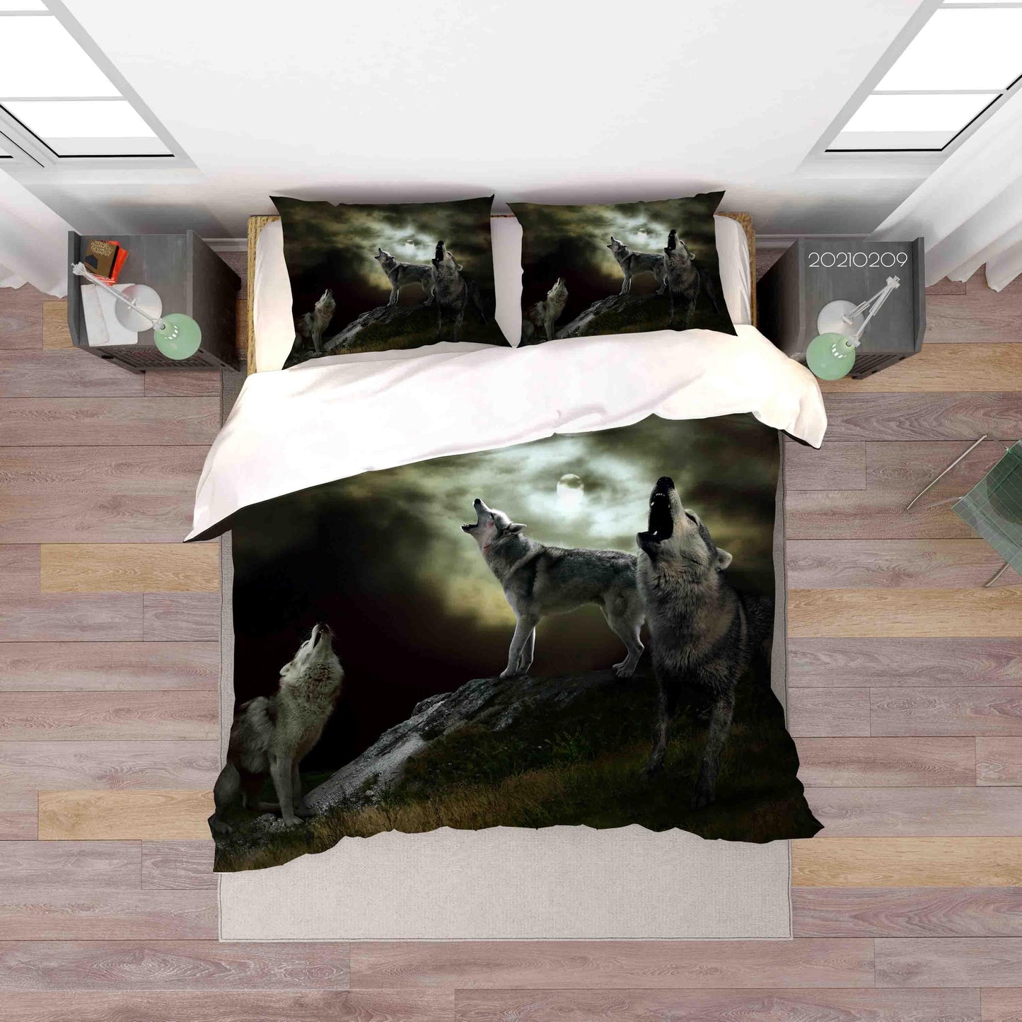 3D Animal Wolf Moon Night Quilt Cover Set Bedding Set Duvet Cover Pillowcases 288