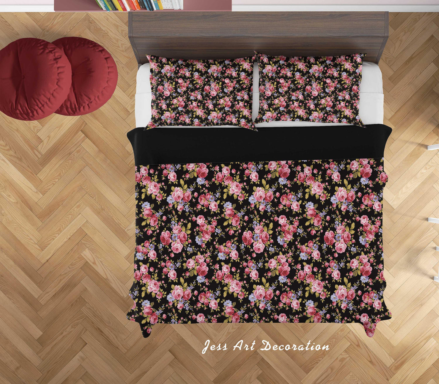 3D Black Flowers Quilt Cover Set Bedding Set Duvet Cover Pillowcases SF125