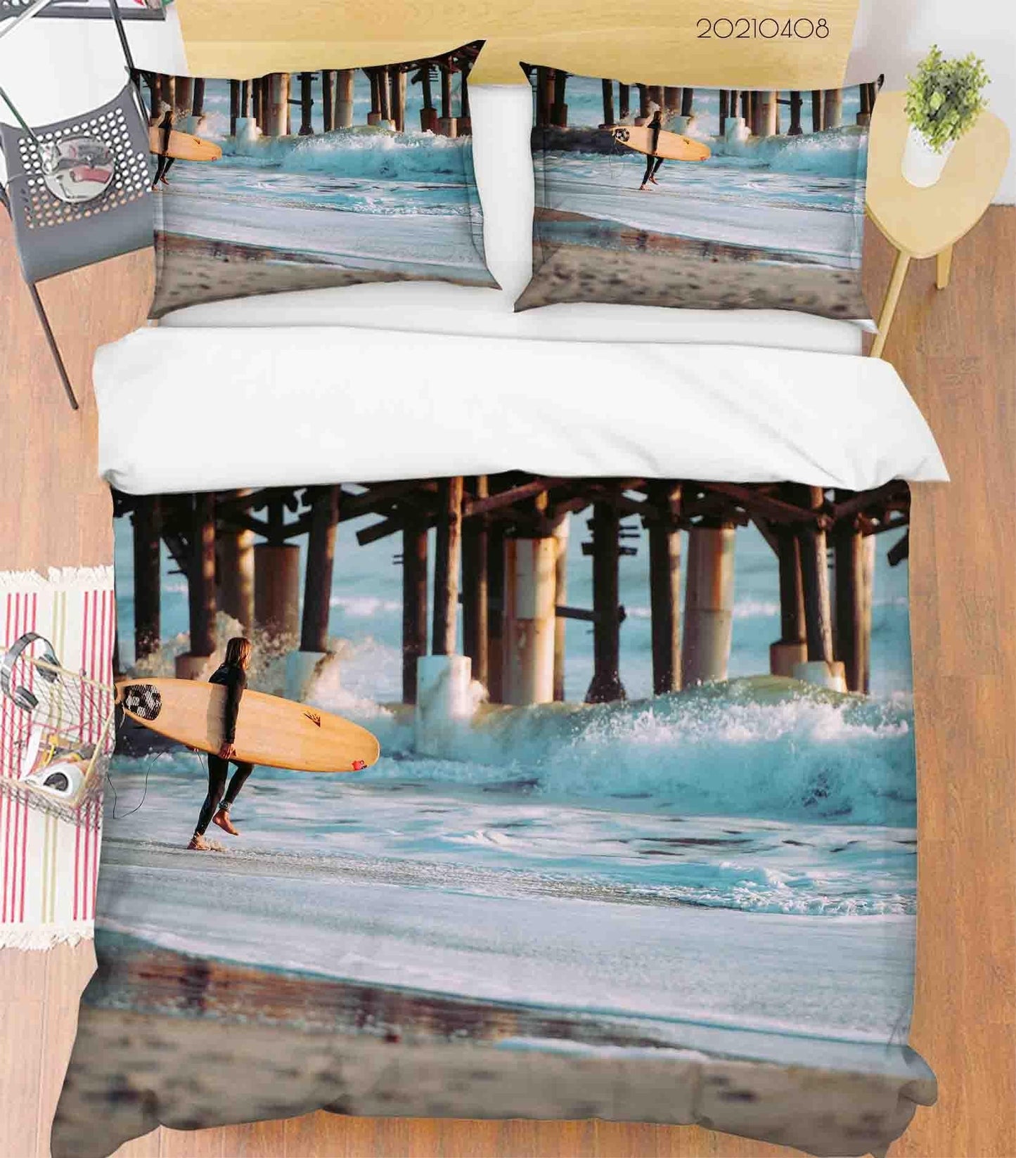 3D Beach Wave Surfing Quilt Cover Set Bedding Set Duvet Cover Pillowcases 7