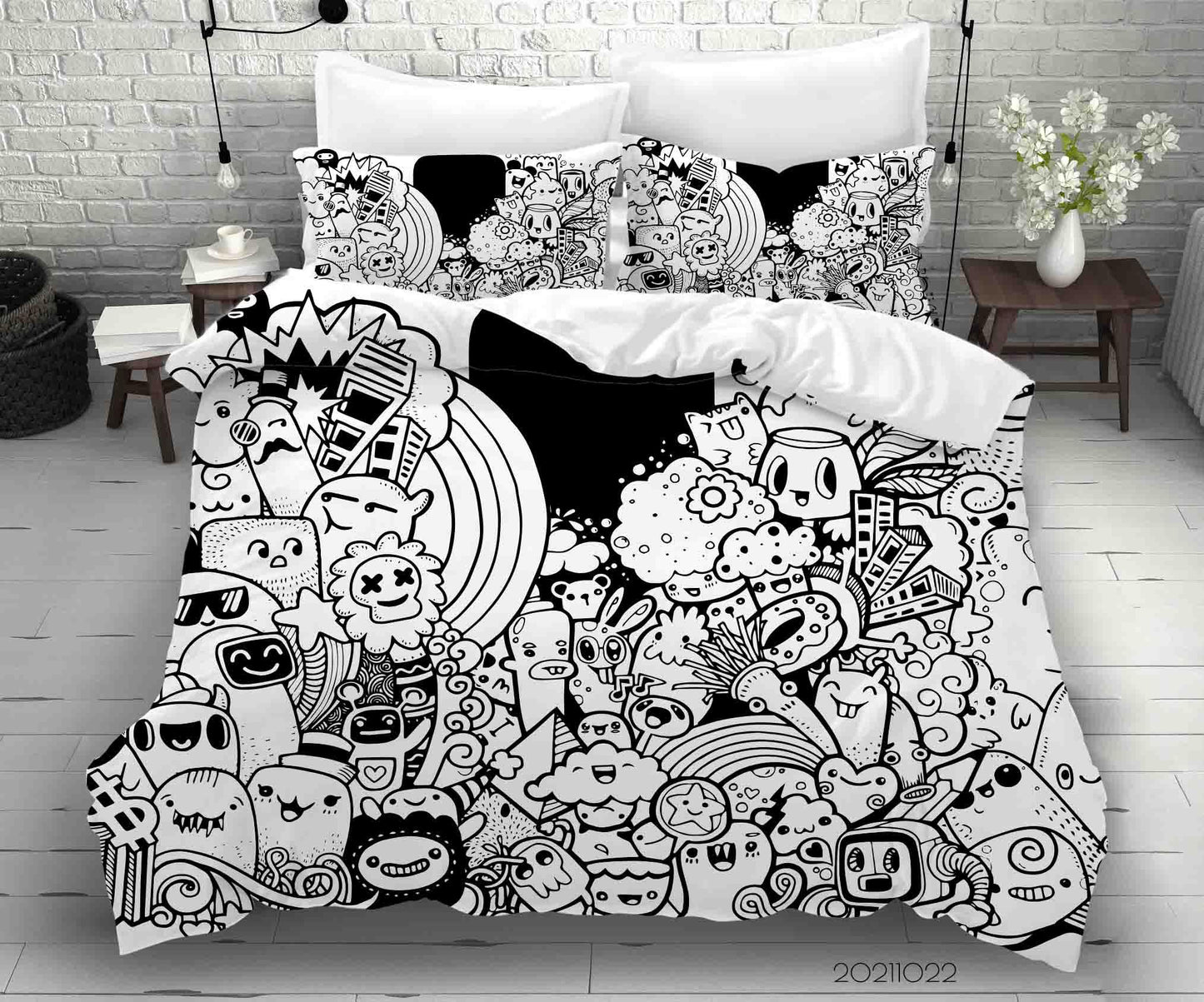 3D Abstract Monster Graffiti Quilt Cover Set Bedding Set Duvet Cover Pillowcases 12