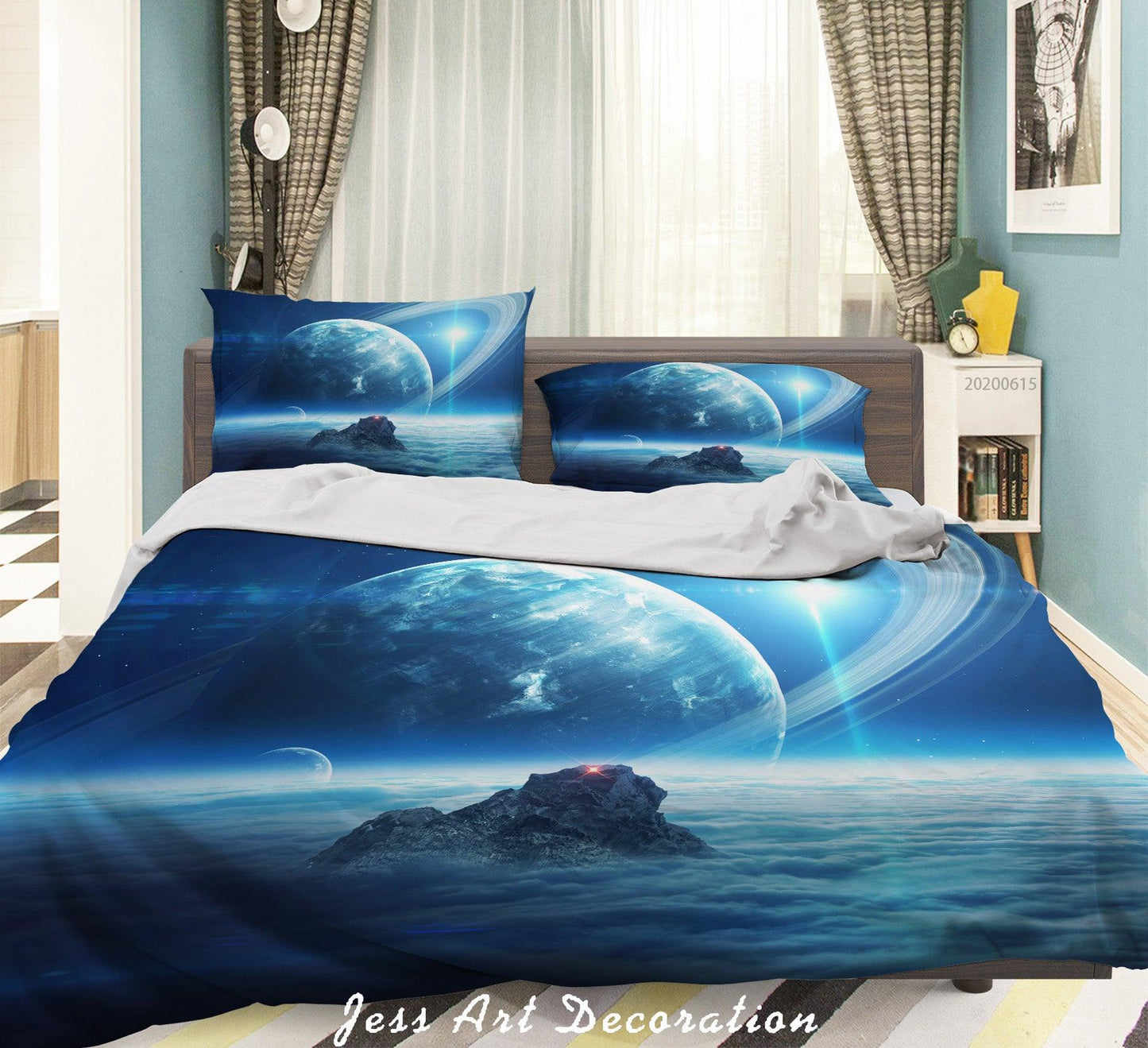 3D Blue Planet Quilt Cover Set Bedding Set Duvet Cover Pillowcases SF09
