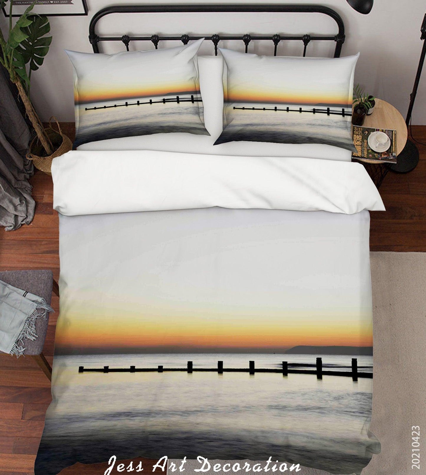 3D Bridge Sunset Sky Sea Landscape Quilt Cover Set Bedding Set Duvet Cover Pillowcases 114
