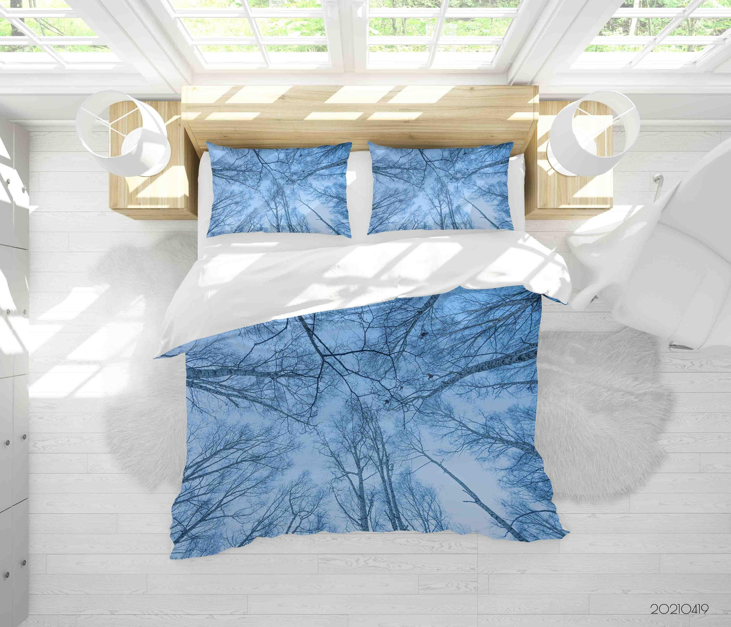 3D Blue Sky Branch Quilt Cover Set Bedding Set Duvet Cover Pillowcases 135