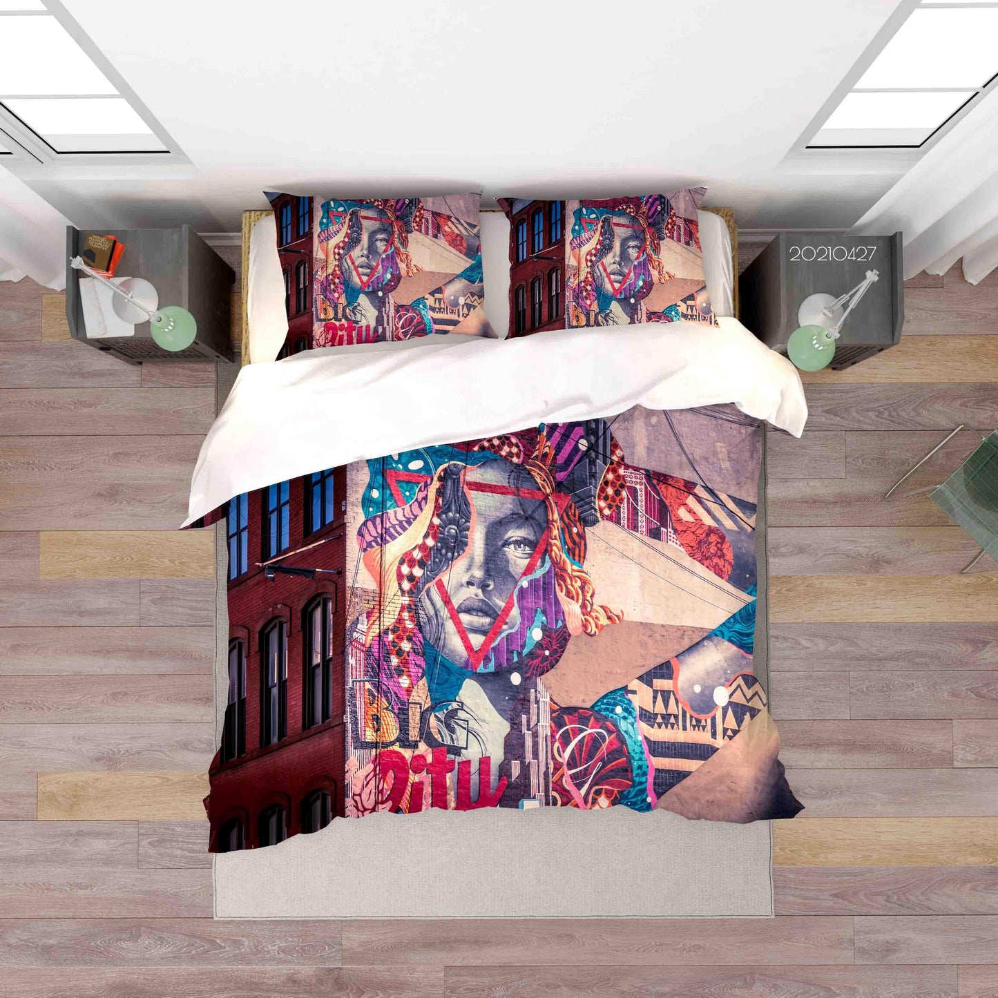 3D Abstract Street Color Graffiti Quilt Cover Set Bedding Set Duvet Cover Pillowcases 105