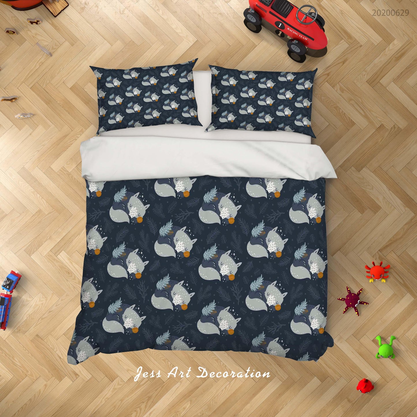 3D Blue Fox Quilt Cover Set Bedding Set Duvet Cover Pillowcases SF04