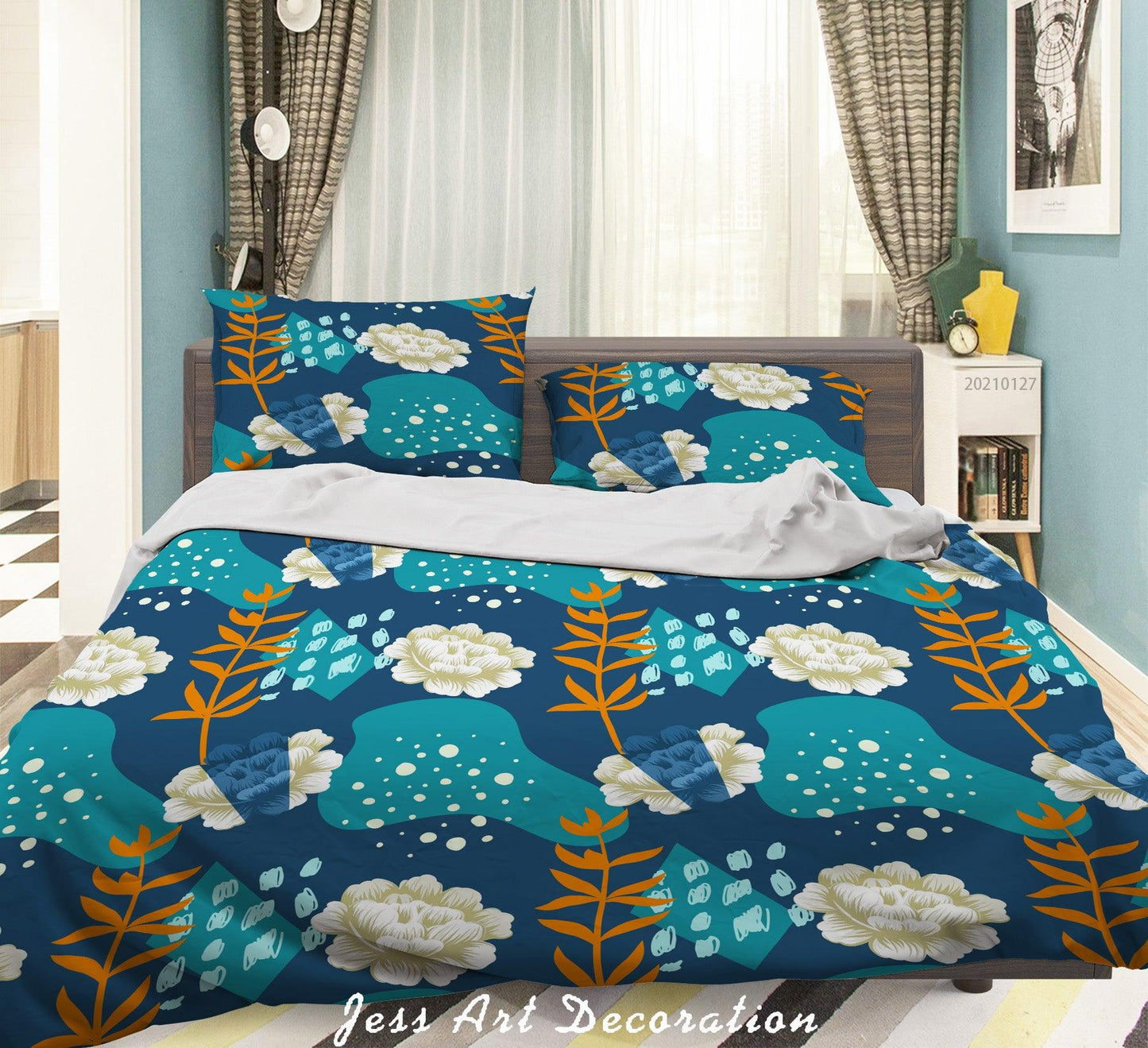 3D Abstract Floral Leaves Quilt Cover Set Bedding Set Duvet Cover Pillowcases 95