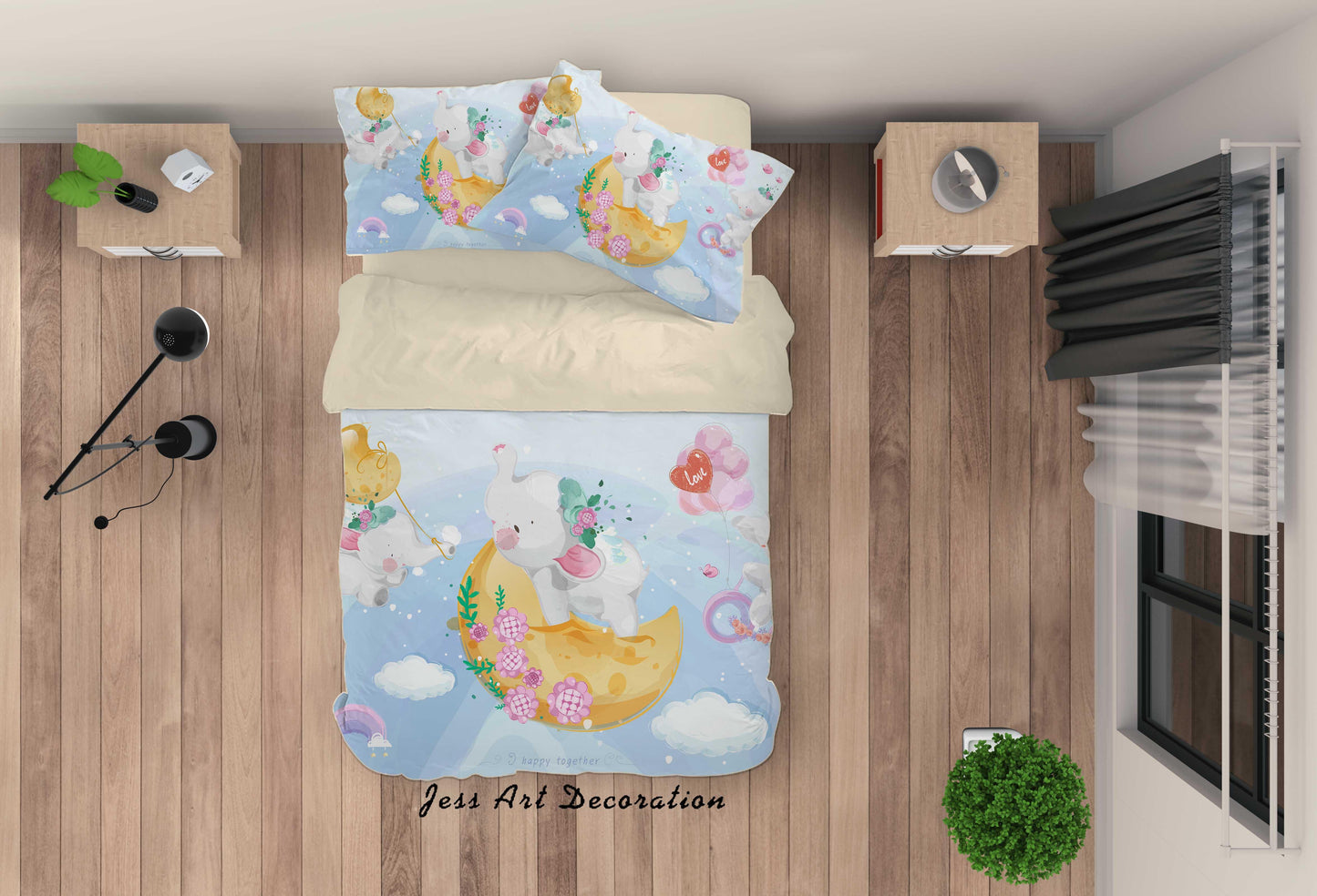 3D Cartoon Animal Sky Moon Quilt Cover Set Bedding Set Duvet Cover Pillowcases A354 LQH