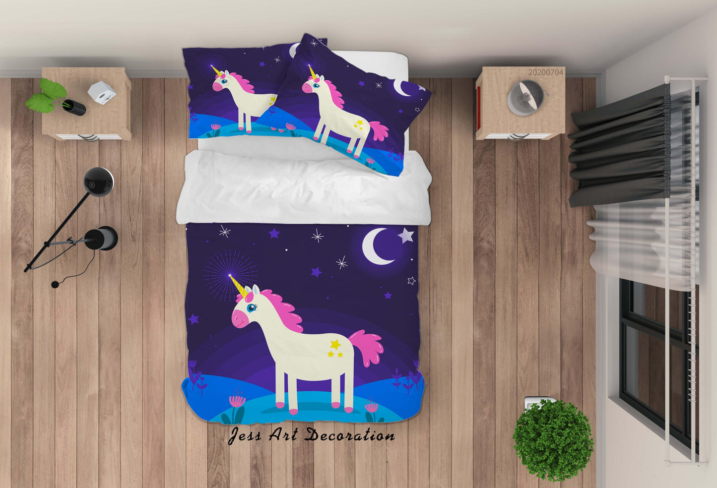 3D Blue Moon Unicorn Quilt Cover Set Bedding Set Duvet Cover Pillowcases SF136