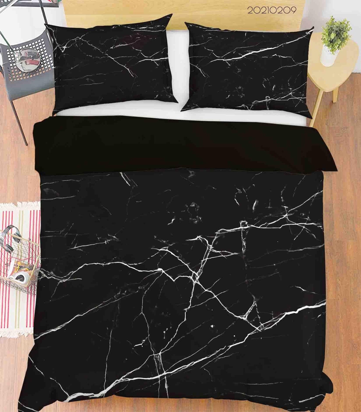 3D Abstract Black Marble Texture Quilt Cover Set Bedding Set Duvet Cover Pillowcases 338