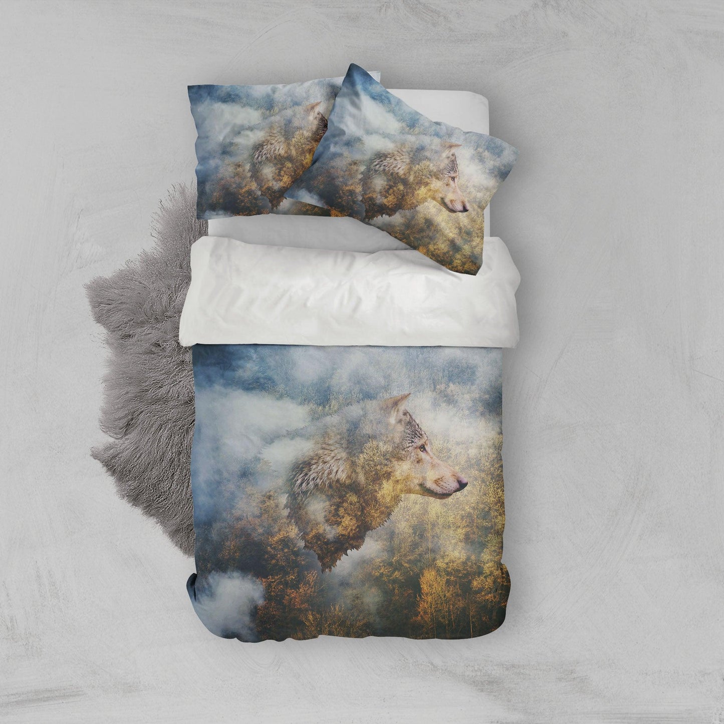 3D Autumn Forest Wolf Quilt Cover Set Bedding Set Pillowcases 108