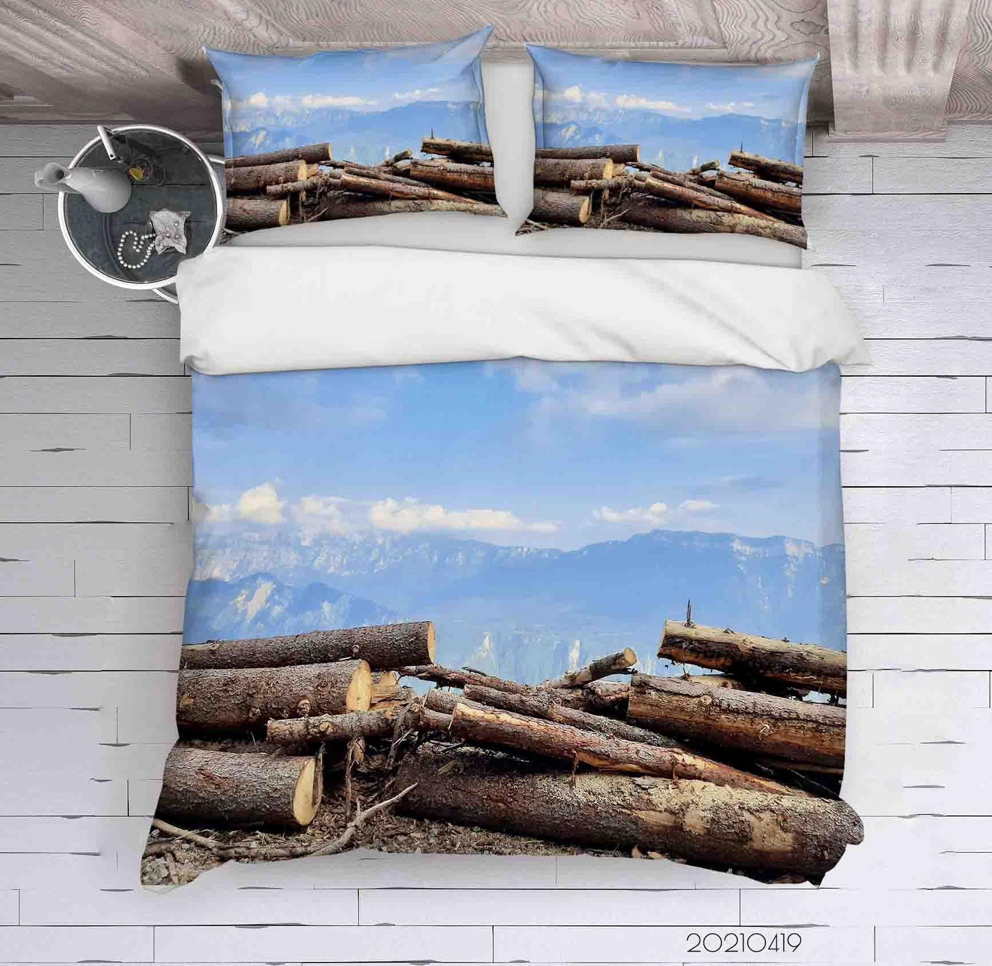 3D Blue Sky Wood Quilt Cover Set Bedding Set Duvet Cover Pillowcases 166
