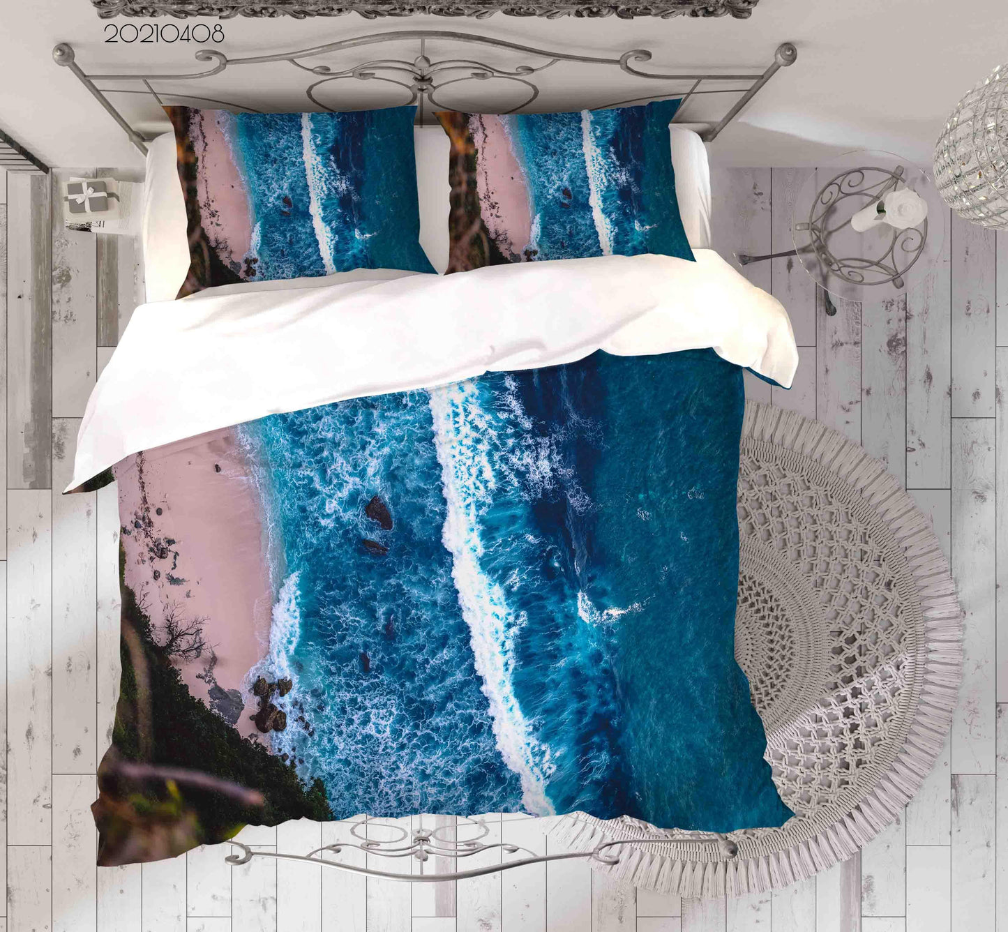 3D Blue Sea Beach Landscape Quilt Cover Set Bedding Set Duvet Cover Pillowcases 90