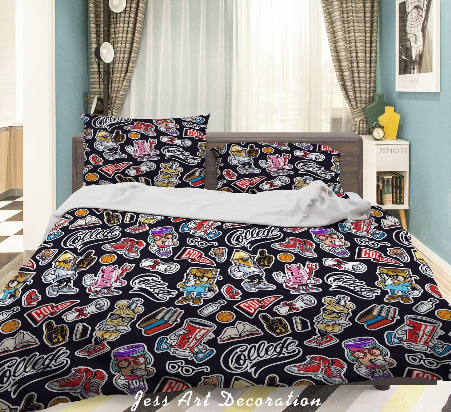 3D Abstract Color Graffiti Quilt Cover Set Bedding Set Duvet Cover Pillowcases 225