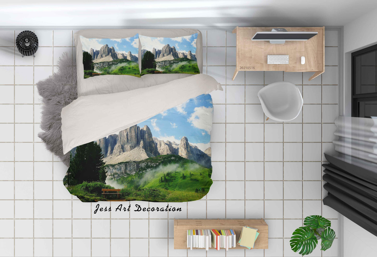 3D Blue Sky Cloud Mountain Landscape Quilt Cover Set Bedding Set Duvet Cover Pillowcases 42