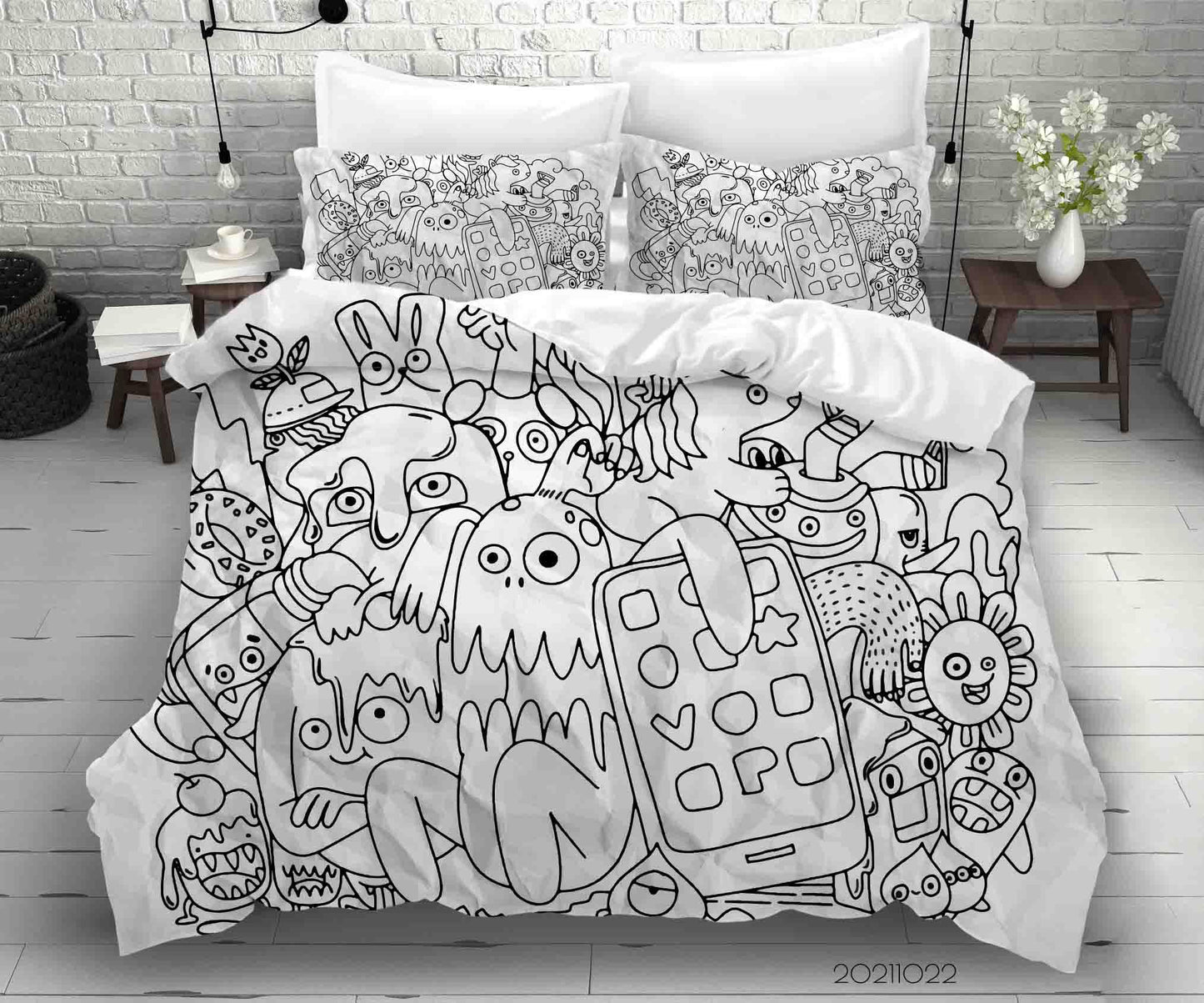 3D Abstract Gray Monster Graffiti Quilt Cover Set Bedding Set Duvet Cover Pillowcases 20
