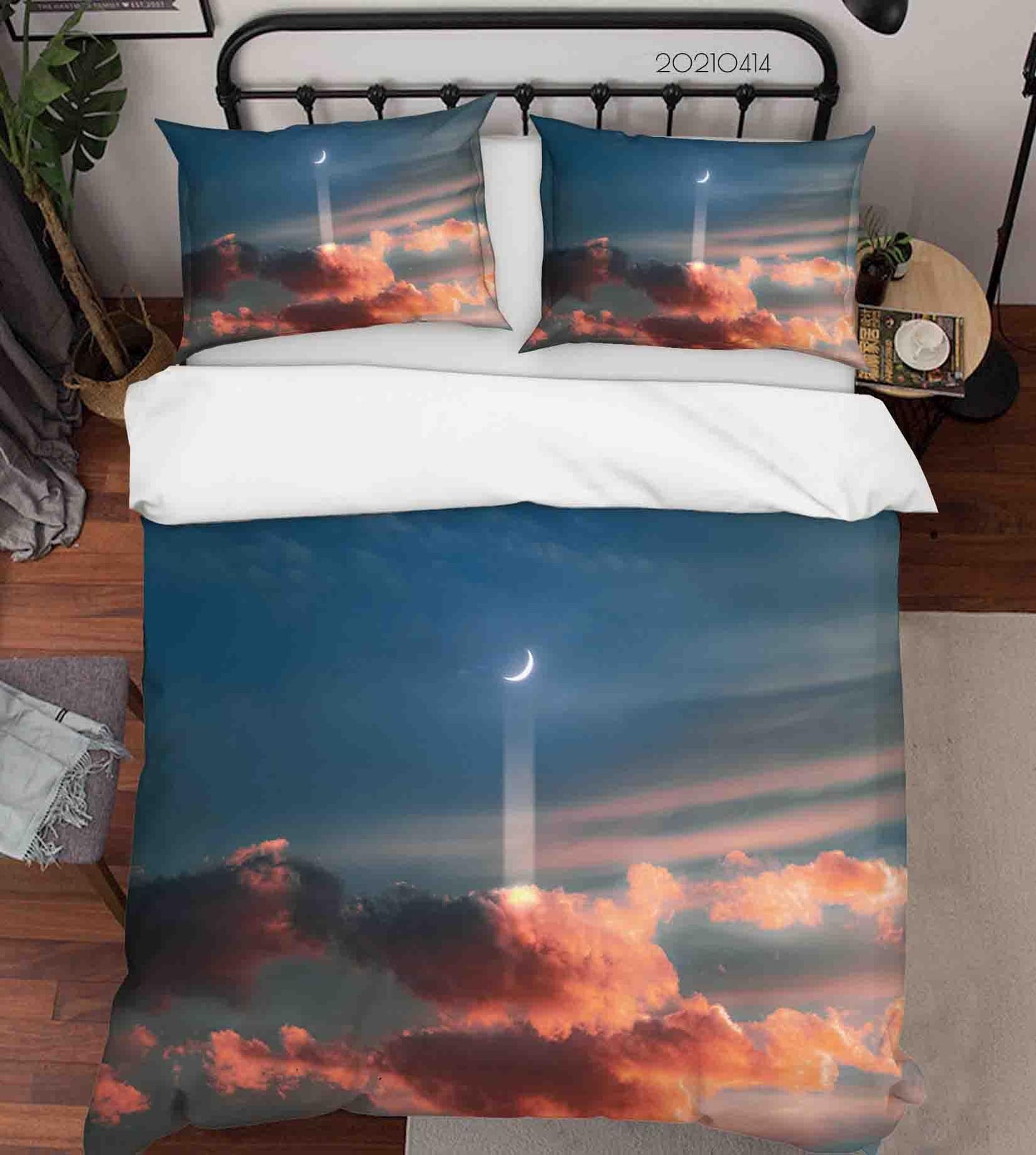 3D Blue Sky Sky Cloud Moon Quilt Cover Set Bedding Set Duvet Cover Pillowcases 25