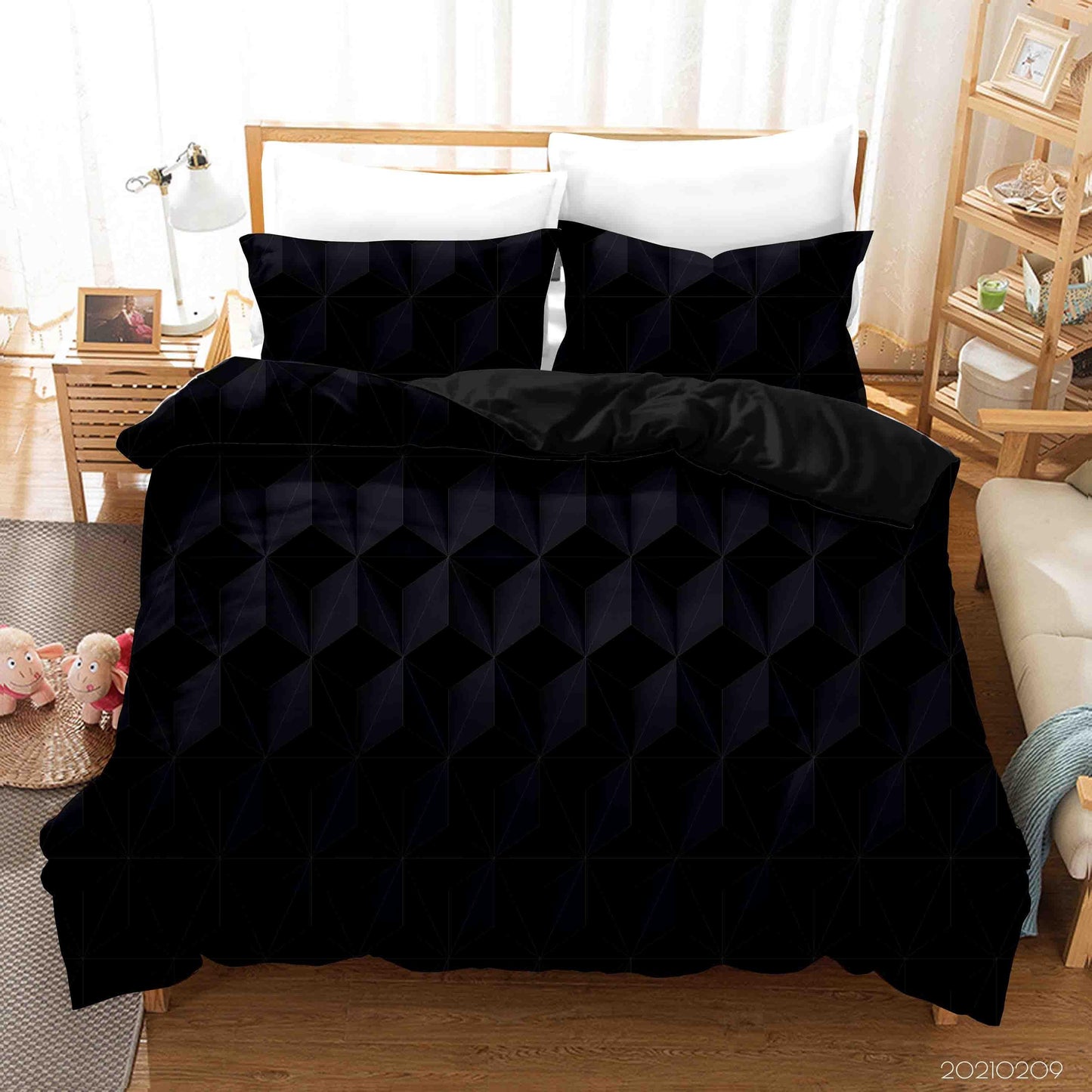 3D Abstract Black Geometric Pattern Quilt Cover Set Bedding Set Duvet Cover Pillowcases 274
