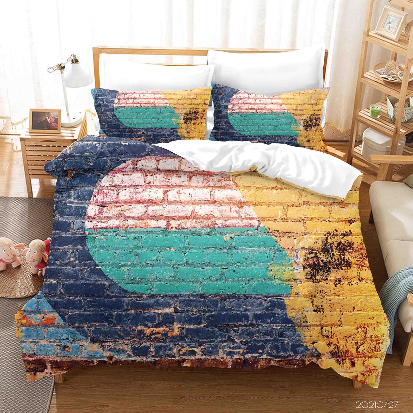 3D Abstract Colored Street Graffiti Quilt Cover Set Bedding Set Duvet Cover Pillowcases 147