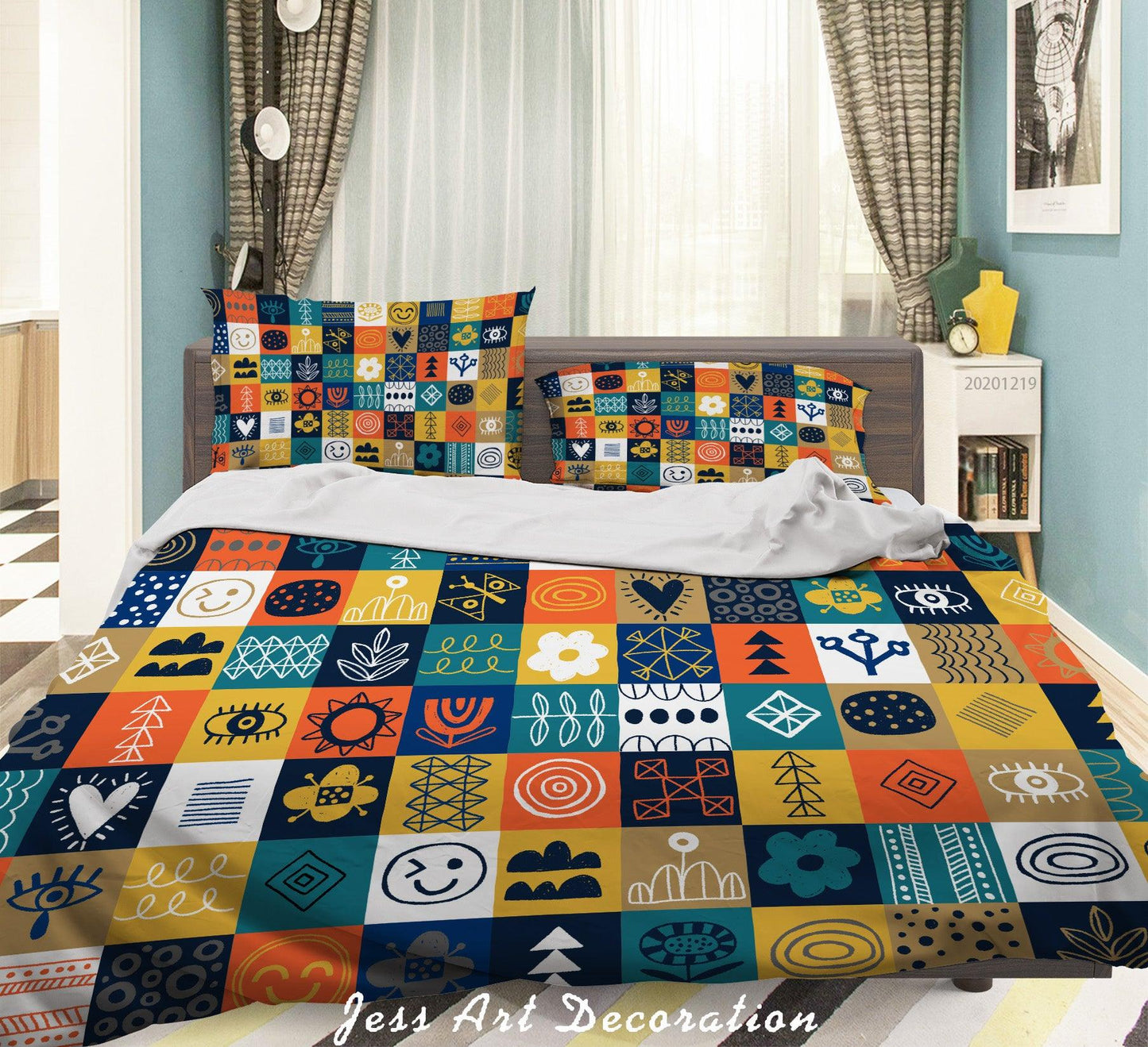 3D Abstract Color Checkered Pattern Quilt Cover Set Bedding Set Duvet Cover Pillowcases 37