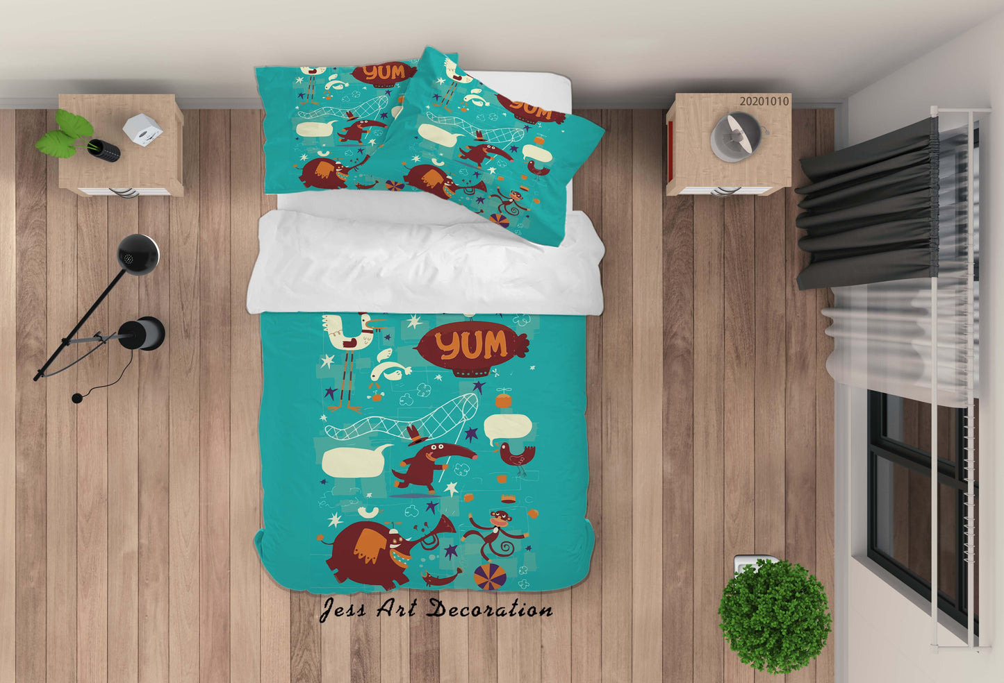 3D Cartoon Cute Animal Elephant Monkey Quilt Cover Set Bedding Set Duvet Cover Pillowcases WJ 9567